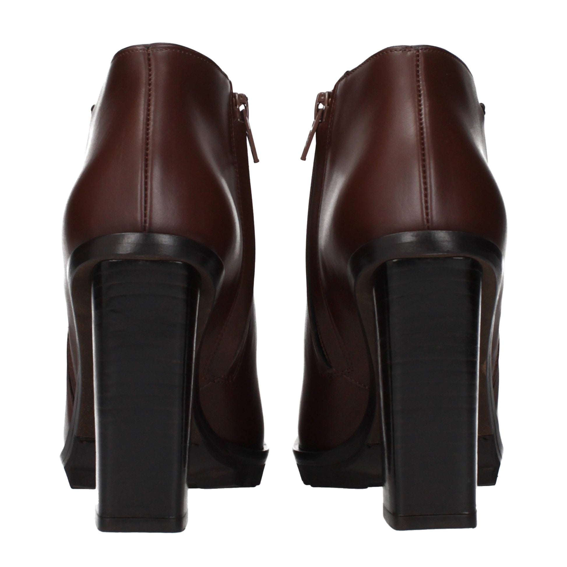 Bottes Courtes en Cuir Marron Max Mara