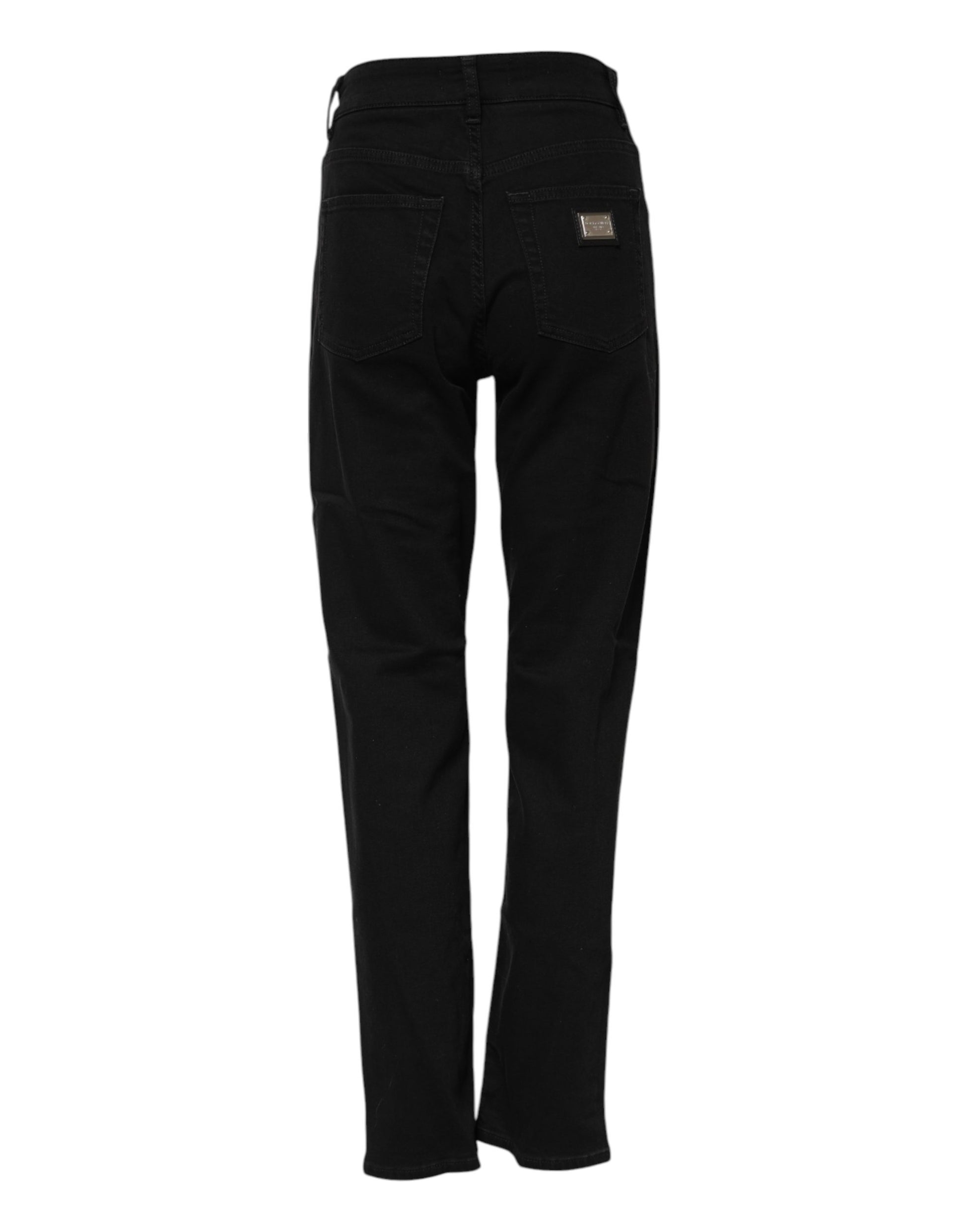 Jean en denim stretch de coton noir coupe boyfriend Dolce & Gabbana