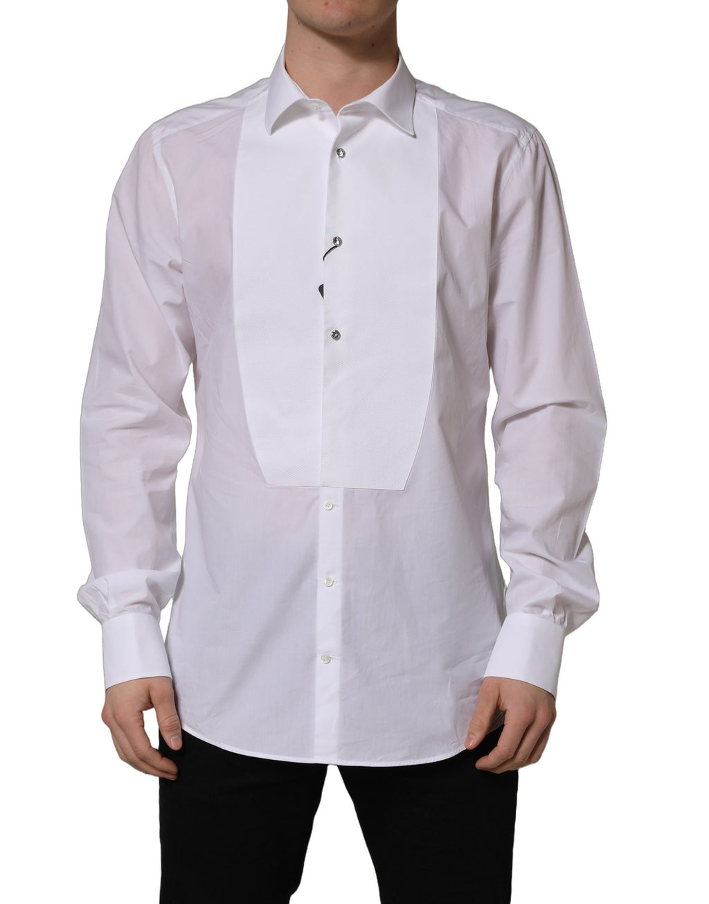 Chemise habillée Dolce & Gabbana en popeline de coton blanche à plastron