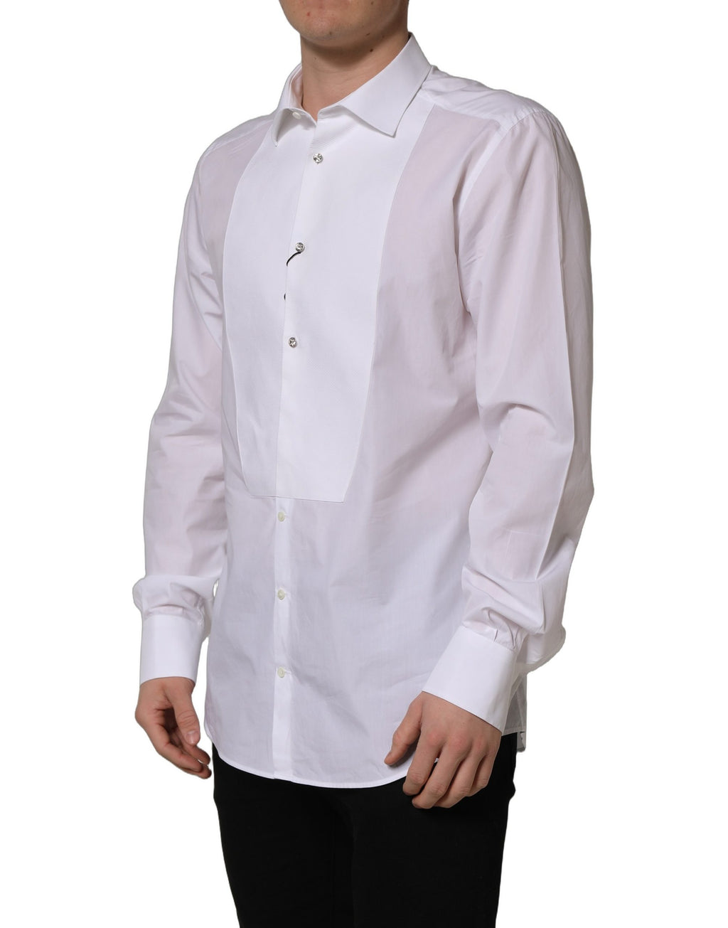 Chemise habillée Dolce & Gabbana en popeline de coton blanche à plastron