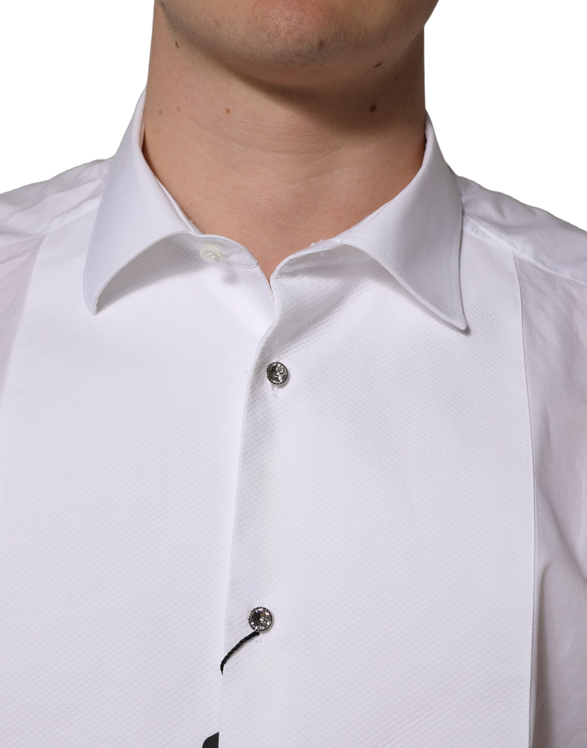 Chemise habillée Dolce & Gabbana en popeline de coton blanche à plastron