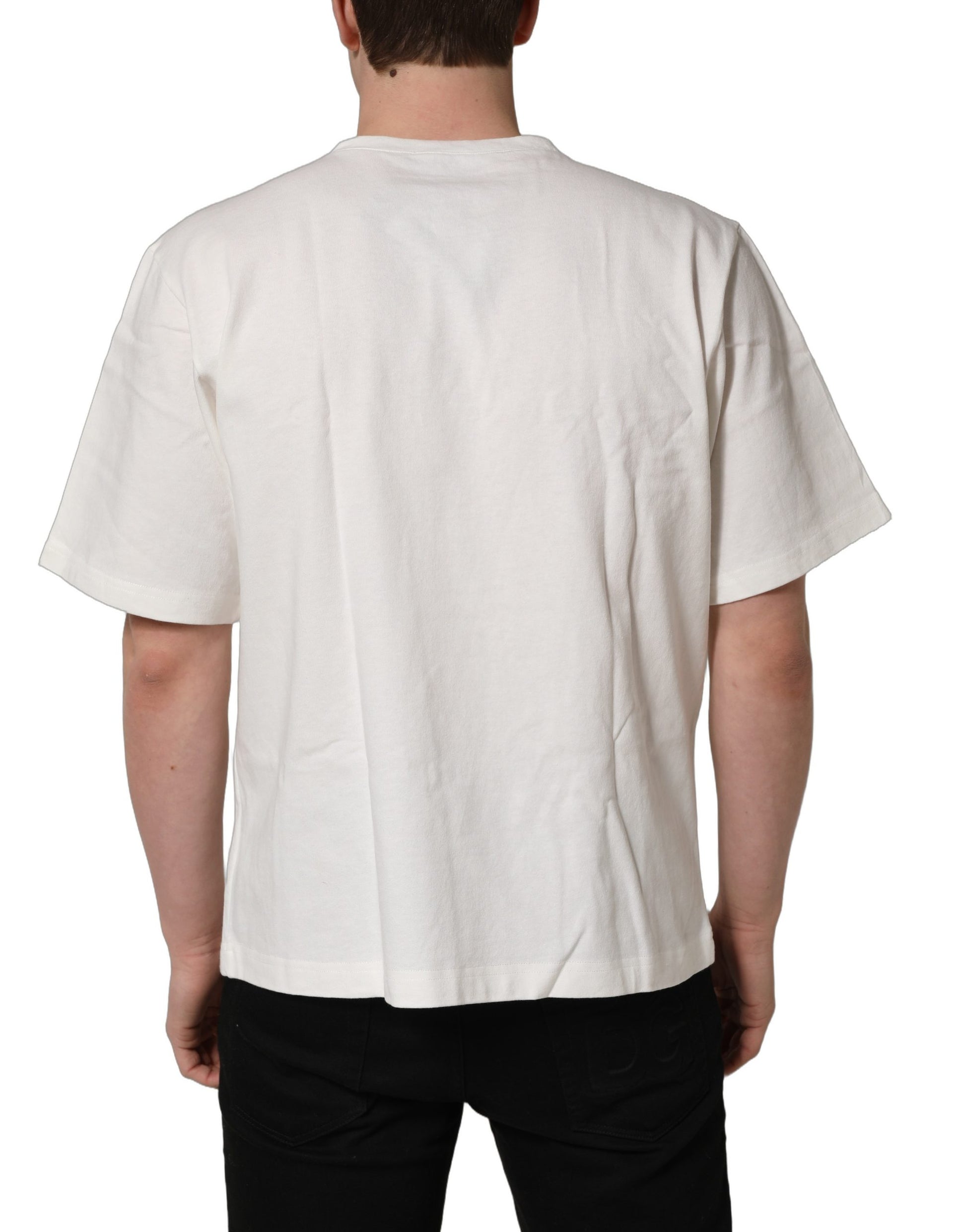 T-shirt Dolce & Gabbana blanc col rond manches courtes logo DG
