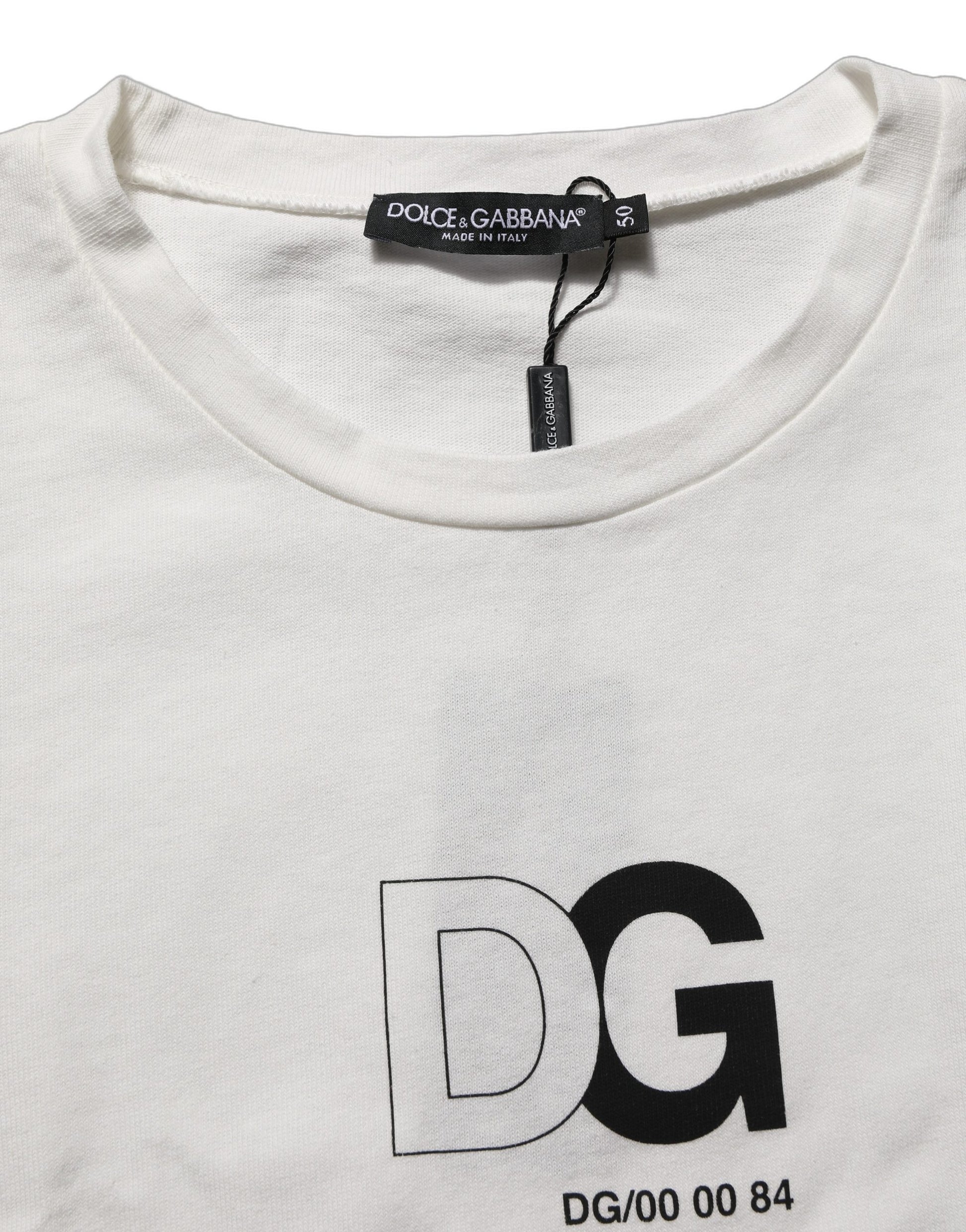 T-shirt Dolce & Gabbana blanc col rond manches courtes logo DG