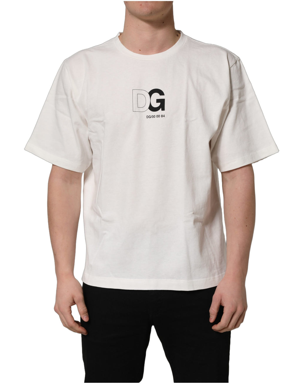 T-shirt Dolce & Gabbana blanc col rond manches courtes logo DG
