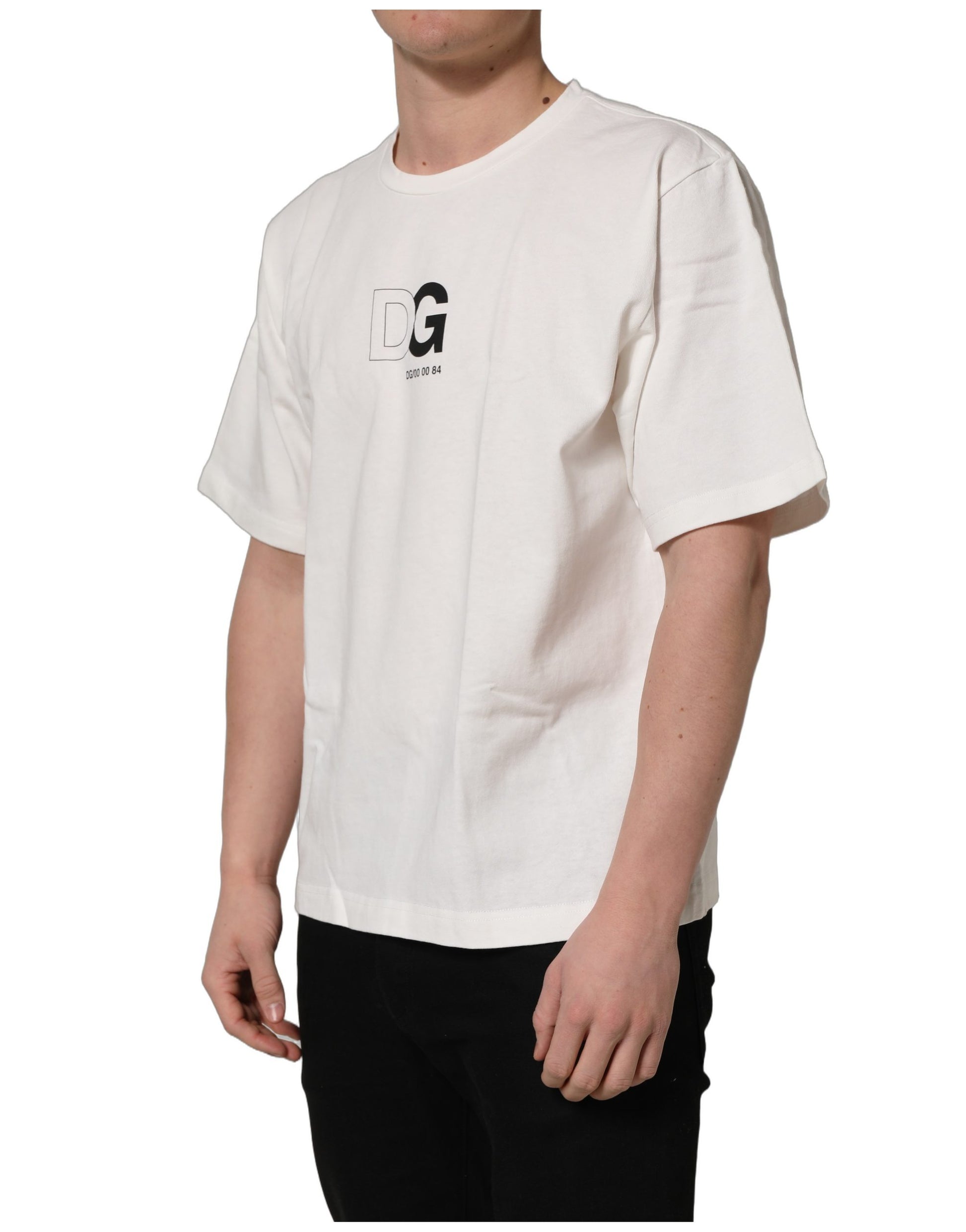 T-shirt Dolce & Gabbana blanc col rond manches courtes logo DG