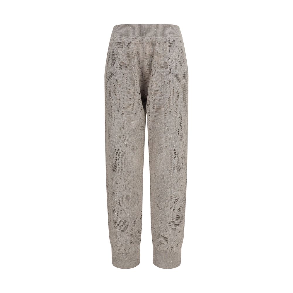 Pantalon décontracté en lin beige Brunello Cucinelli