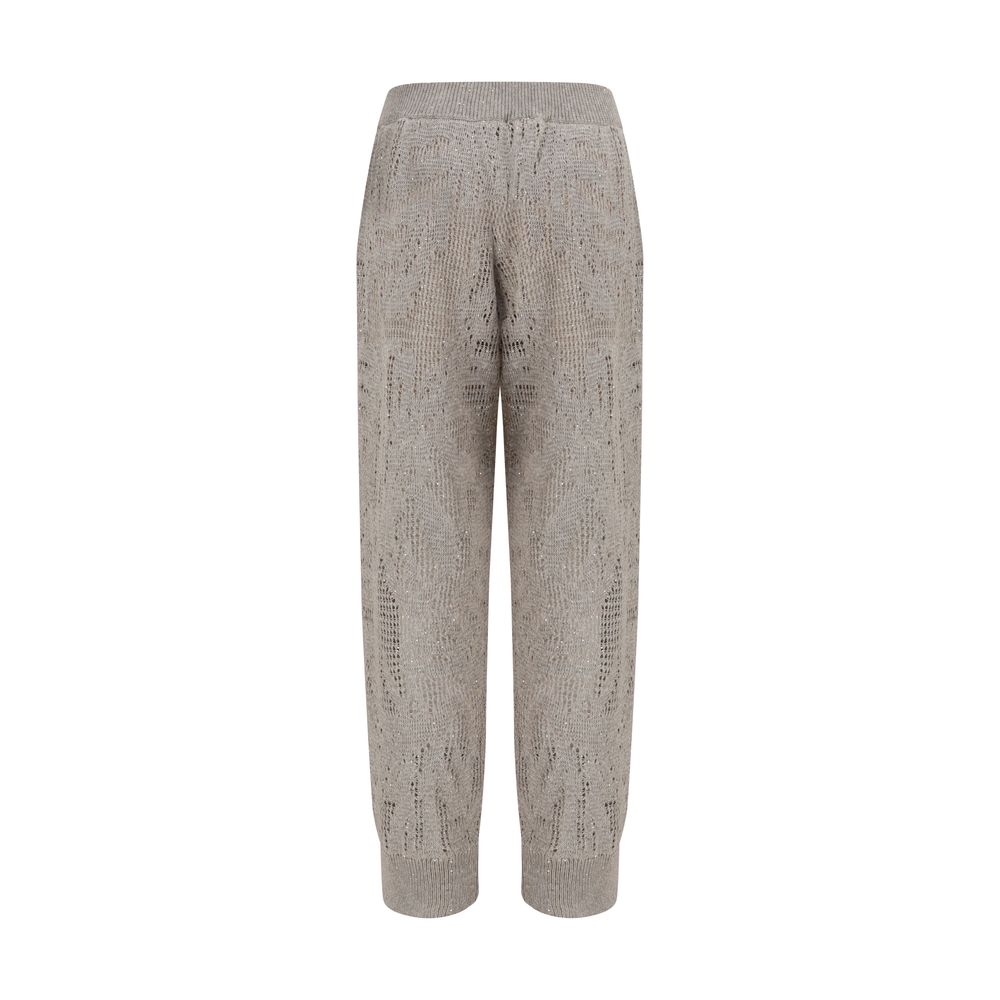 Pantalon décontracté en lin beige Brunello Cucinelli