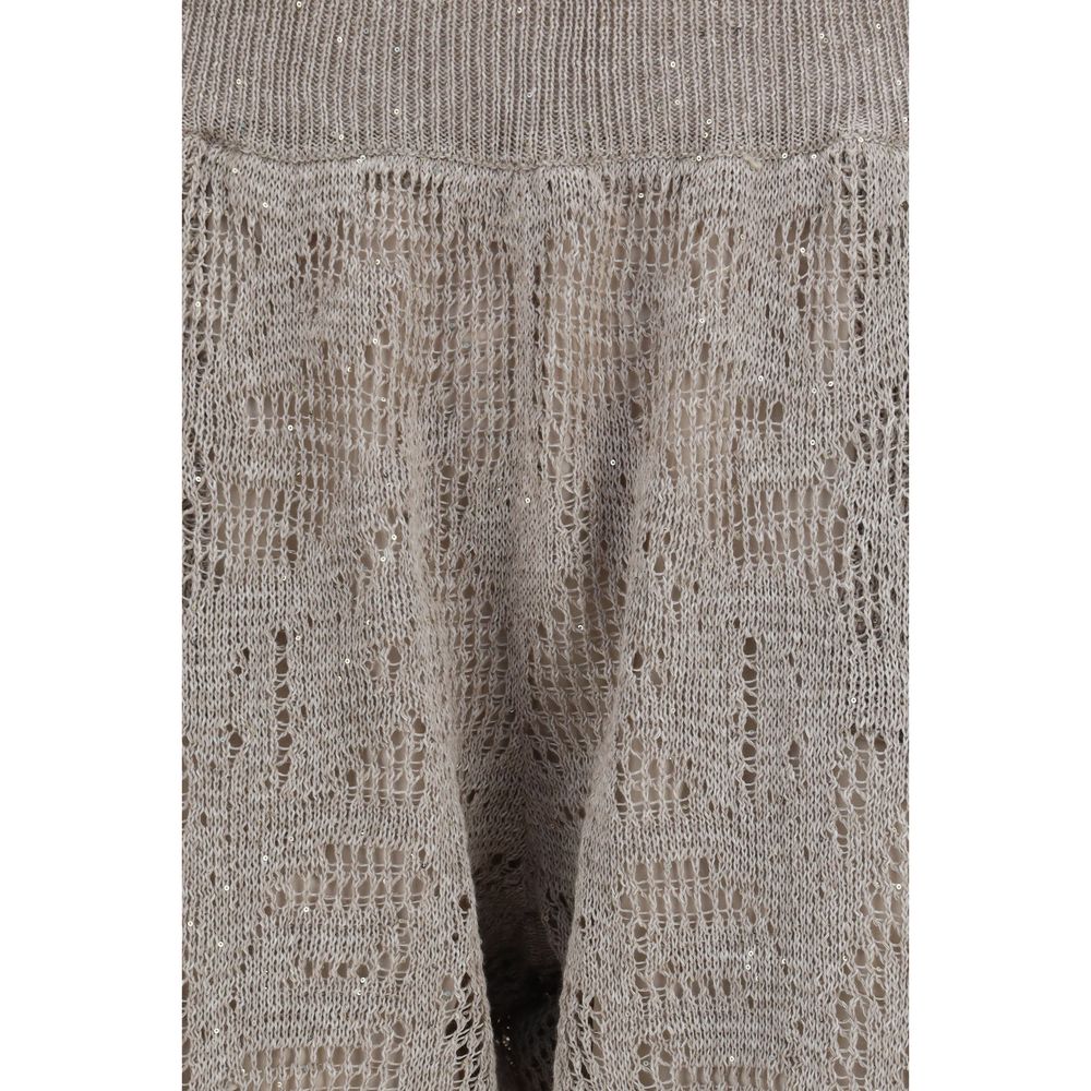 Pantalon décontracté en lin beige Brunello Cucinelli