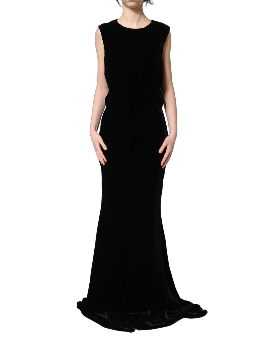 Robe longue Dolce & Gabbana en velours de viscose noir