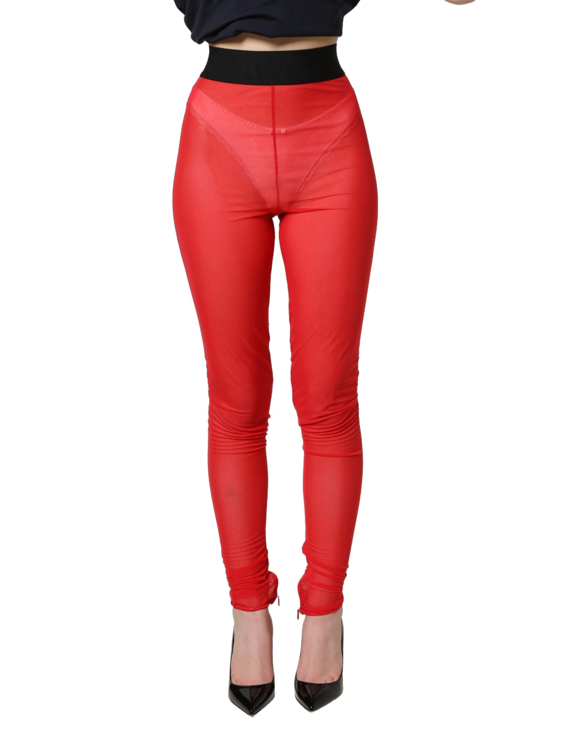 Pantalon Legging Slim Dolce & Gabbana en Nylon Stretch Rouge