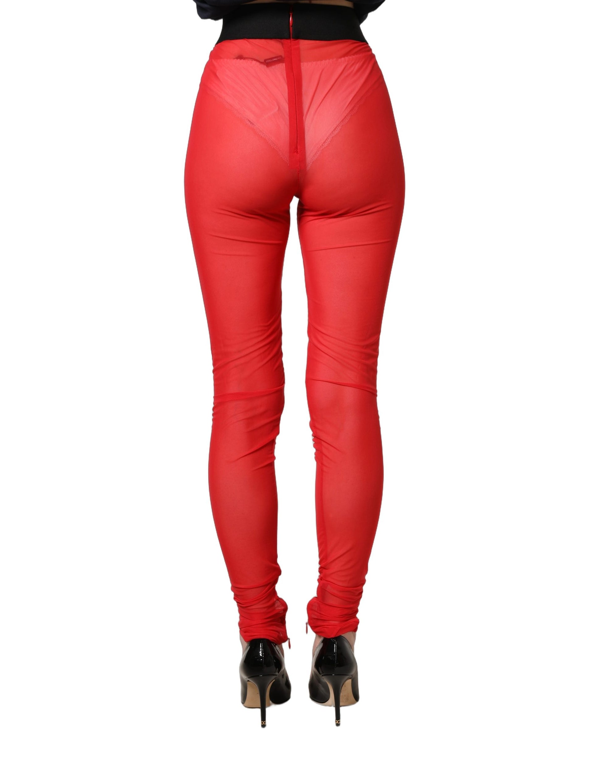 Pantalon Legging Slim Dolce & Gabbana en Nylon Stretch Rouge