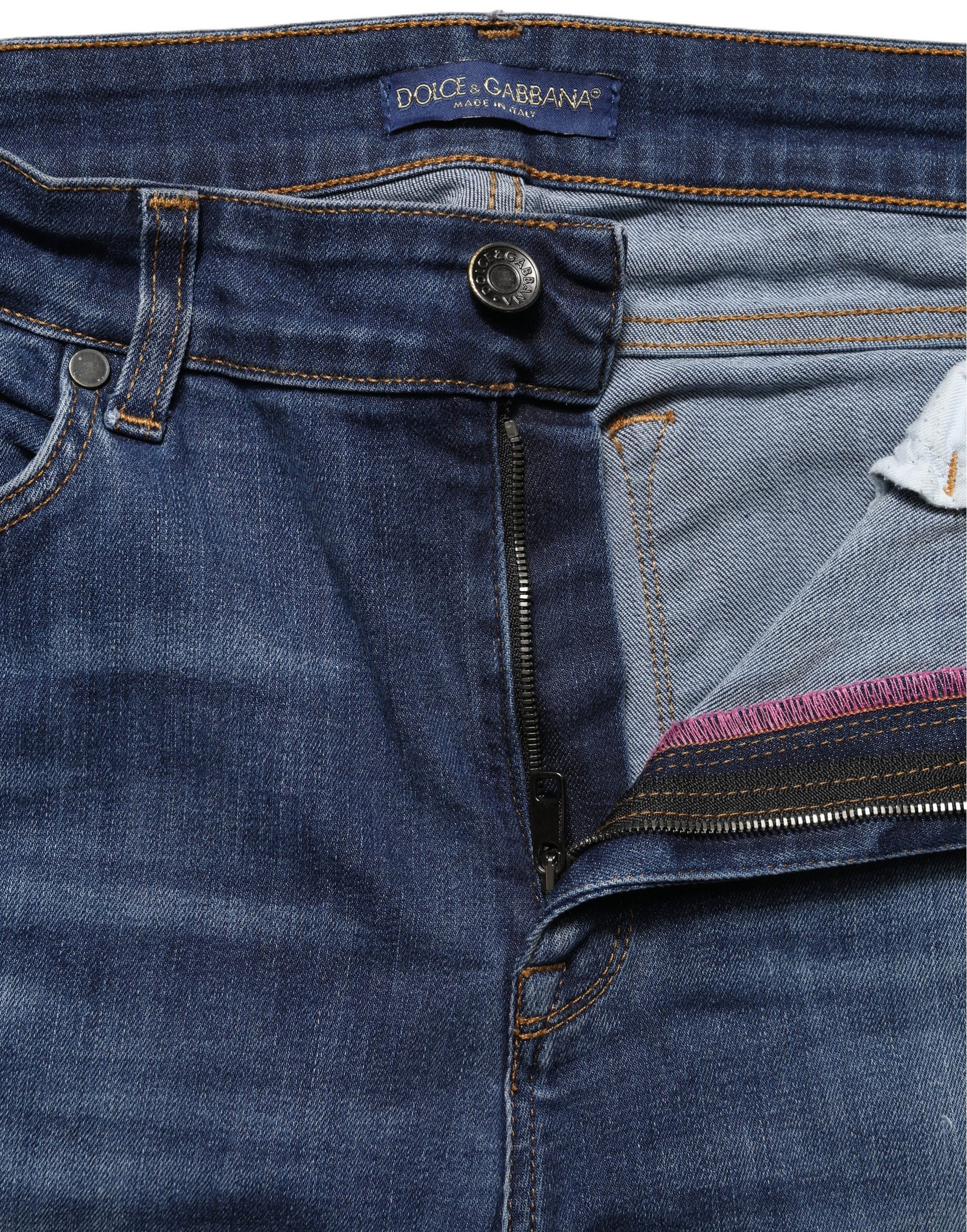 Jeans en jean skinny taille mi-haute déchiré bleu Dolce & Gabbana