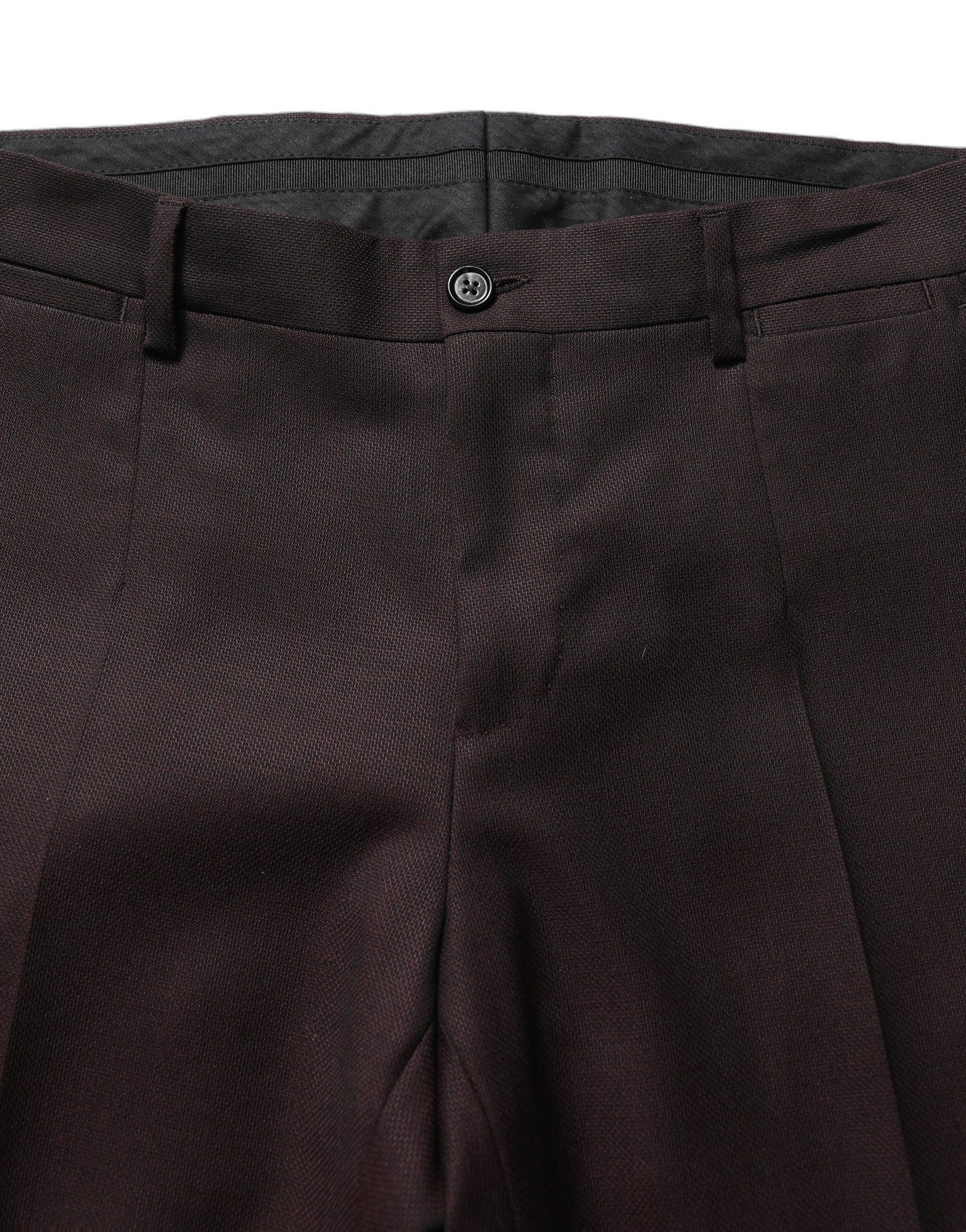 Pantalon en soie coupe droite marron Dolce & Gabbana