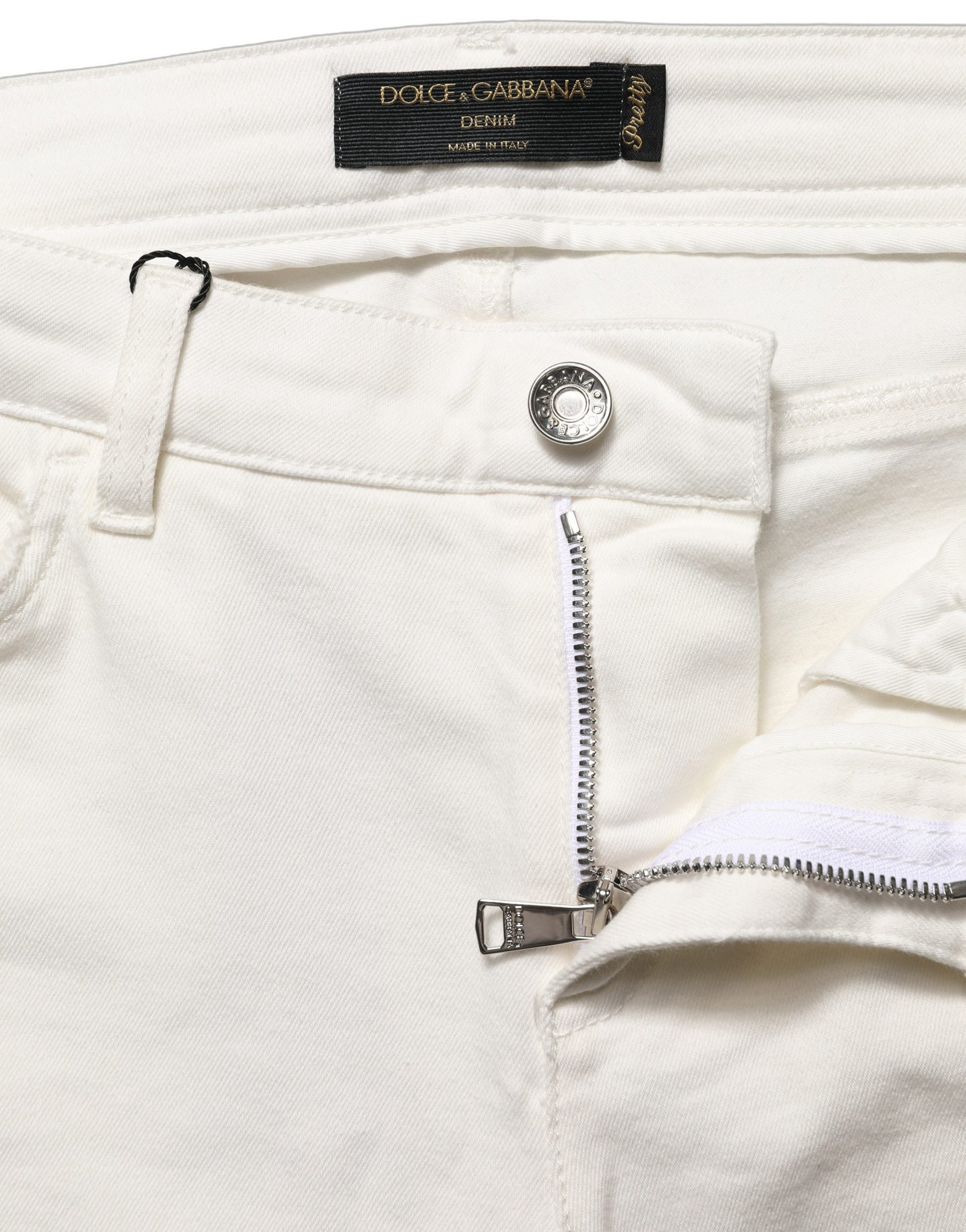 Jean slim en denim de coton blanc déchiré Dolce & Gabbana