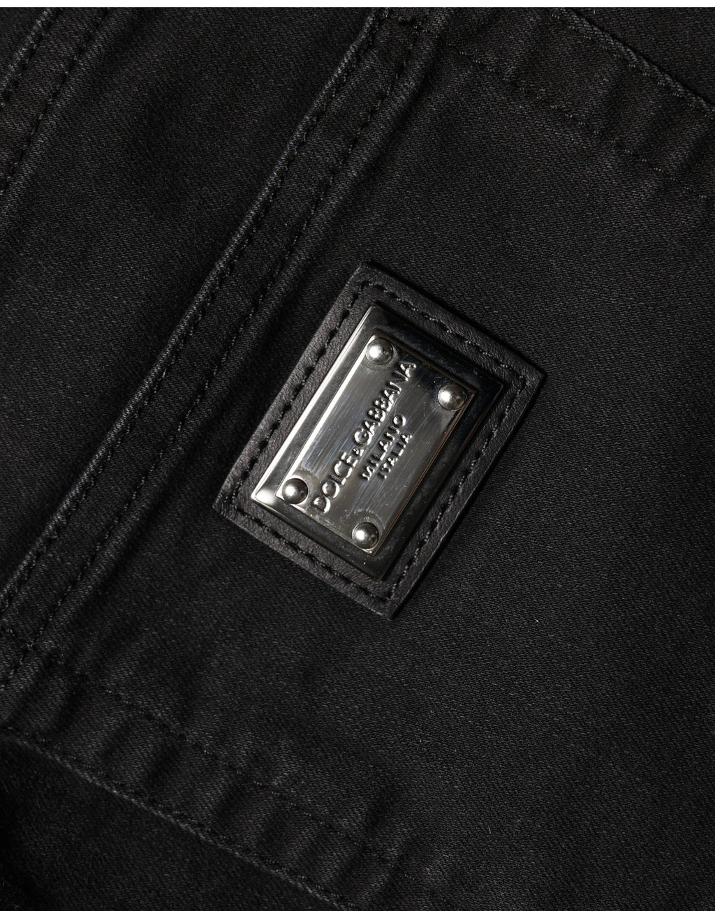 Jeans skinny taille haute en coton noir Dolce & Gabbana