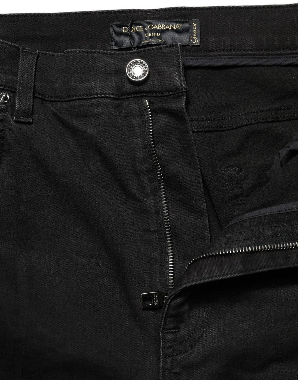 Jeans skinny taille haute en coton noir Dolce & Gabbana