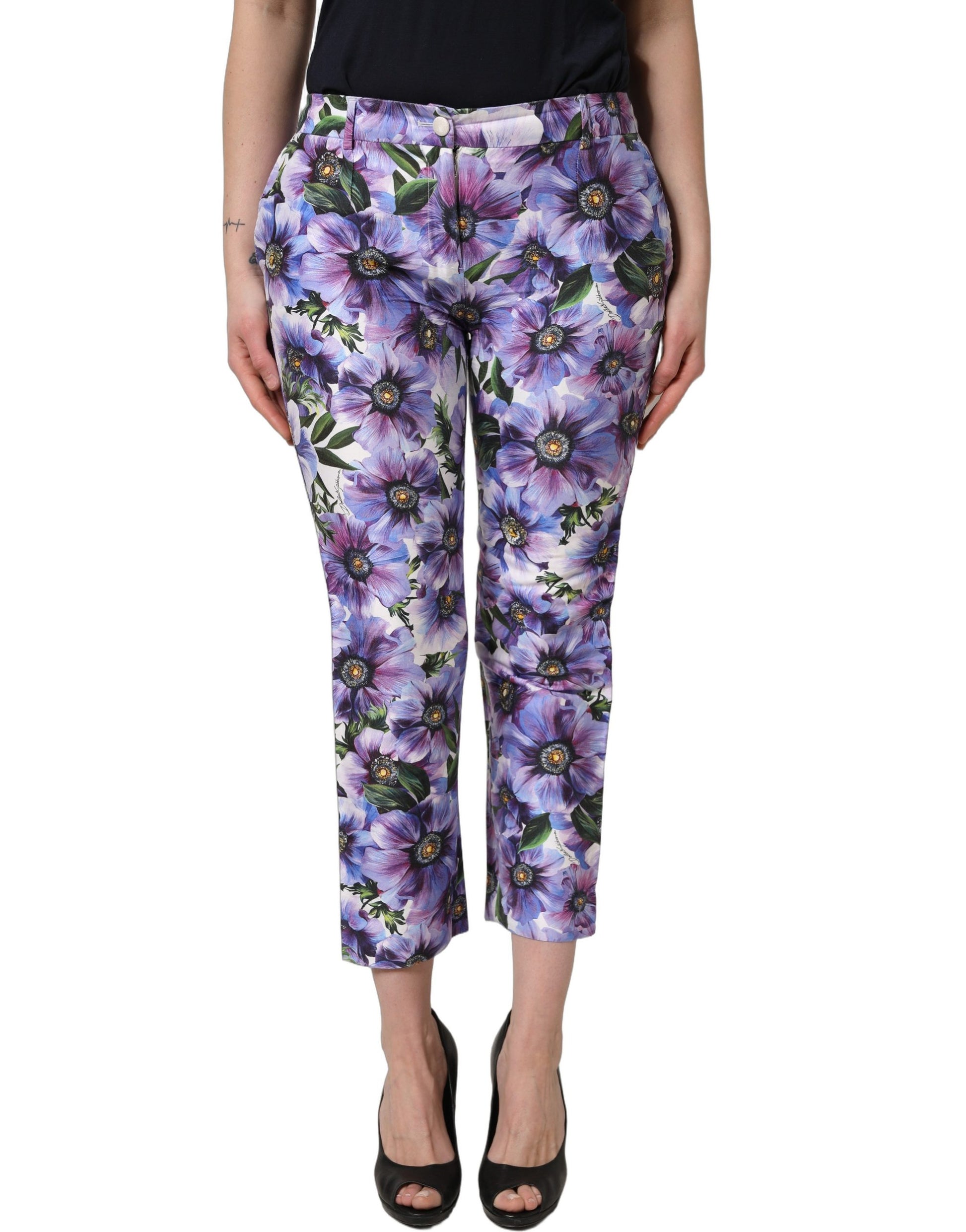 Pantalon Cropped Dolce & Gabbana Imprimé Fleuri Multicolore
