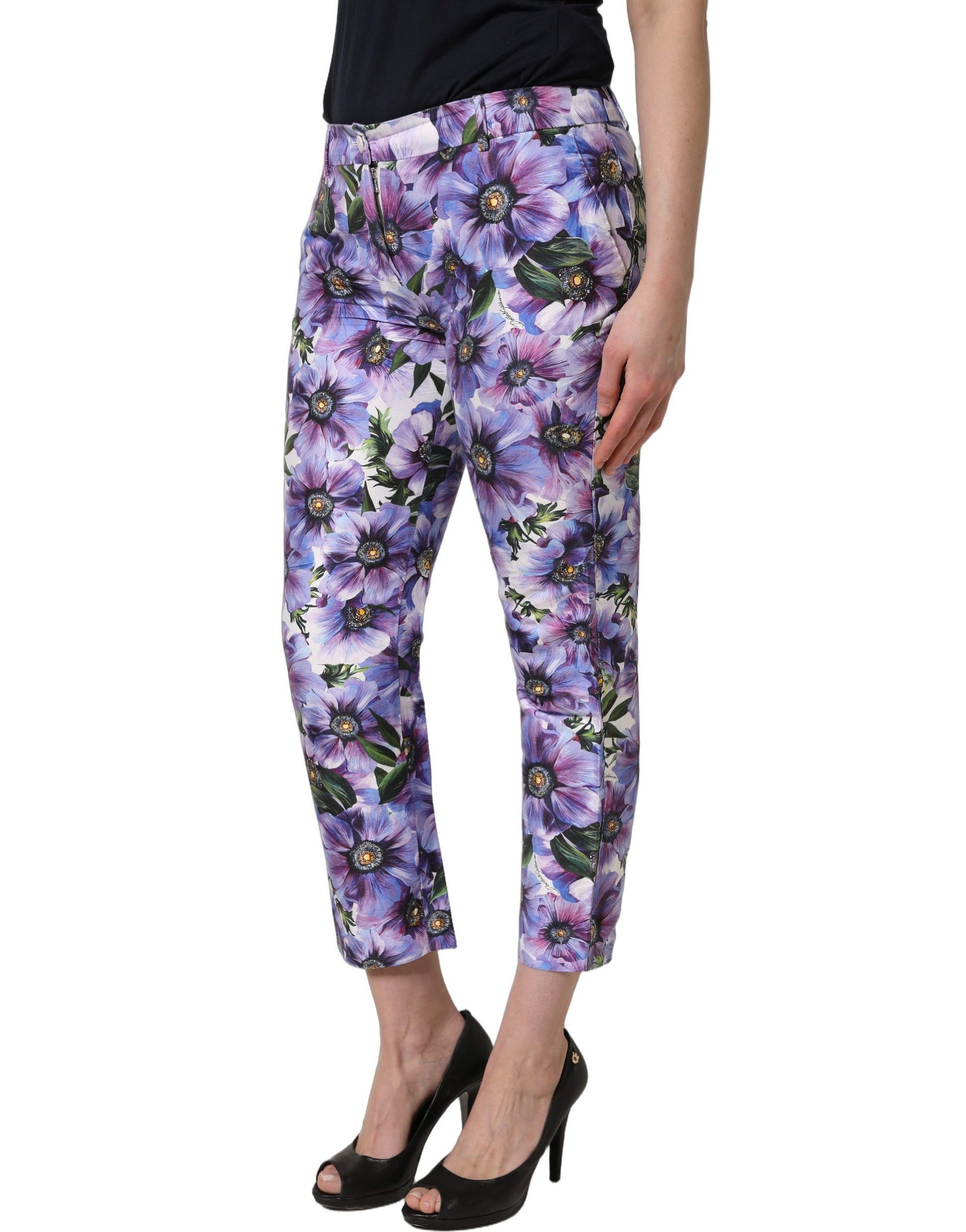 Pantalon Cropped Dolce & Gabbana Imprimé Fleuri Multicolore