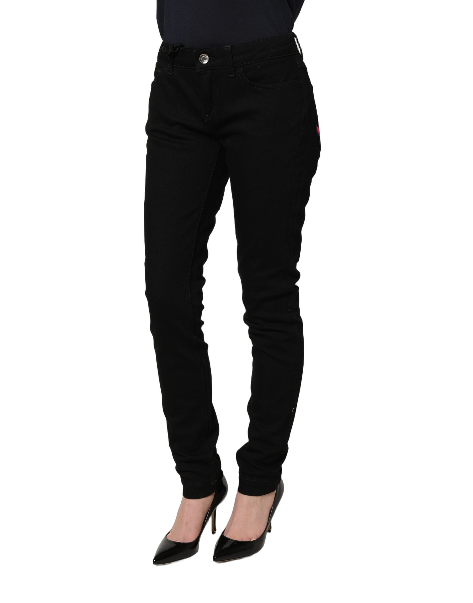 Jean en denim PRETTY Dolce & Gabbana brodé Black Queen