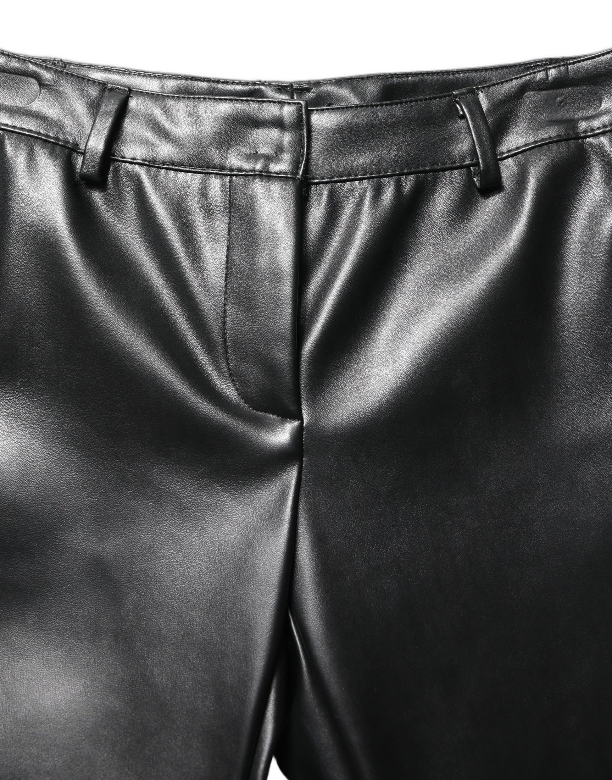 Pantalon taille haute en similicuir noir Dolce & Gabbana