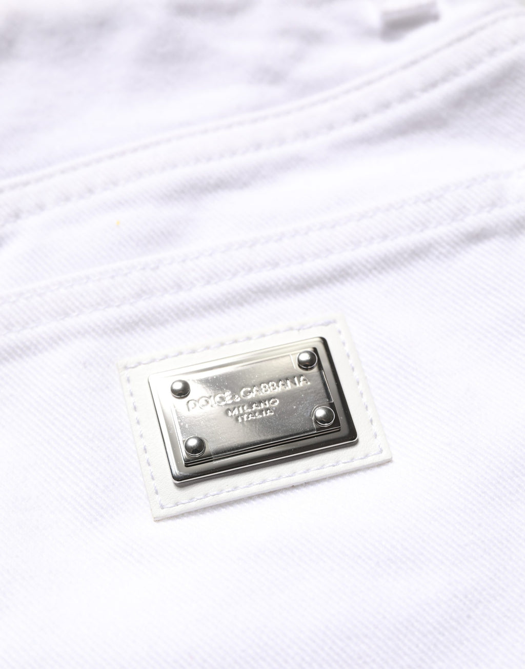 Short en jean taille haute en coton blanc Dolce & Gabbana