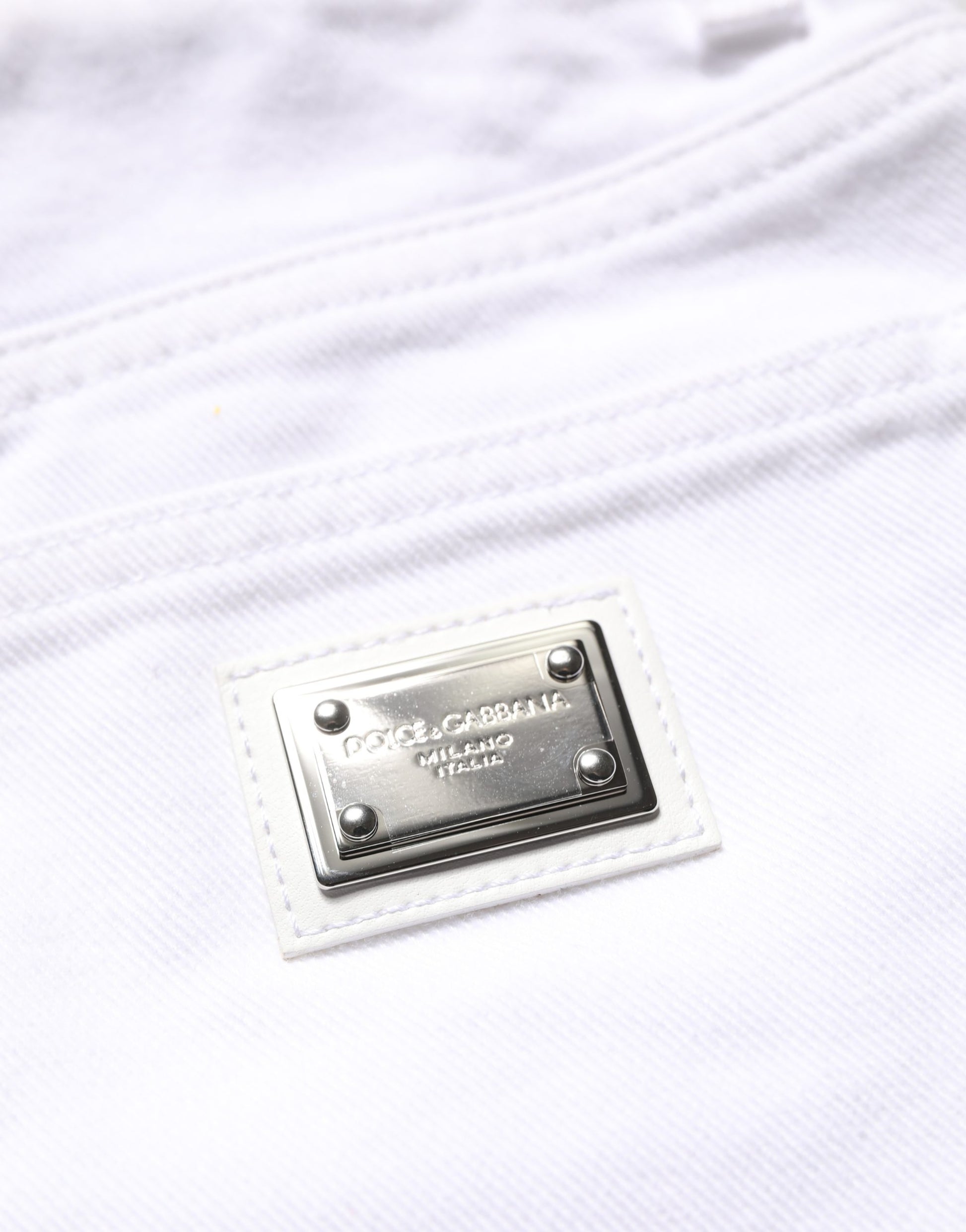 Short en jean taille haute en coton blanc Dolce & Gabbana