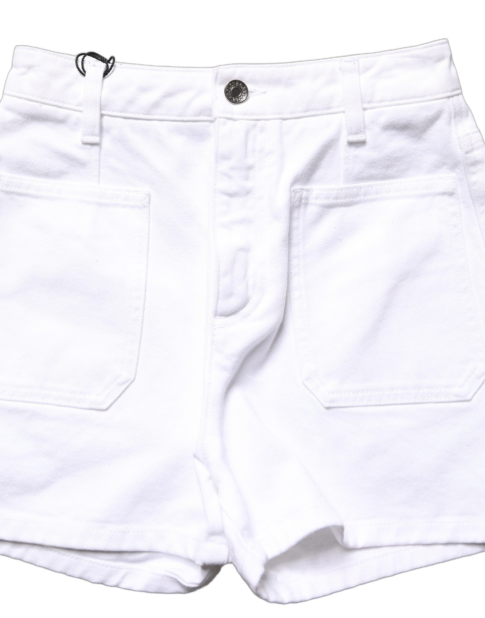 Short en jean taille haute en coton blanc Dolce & Gabbana