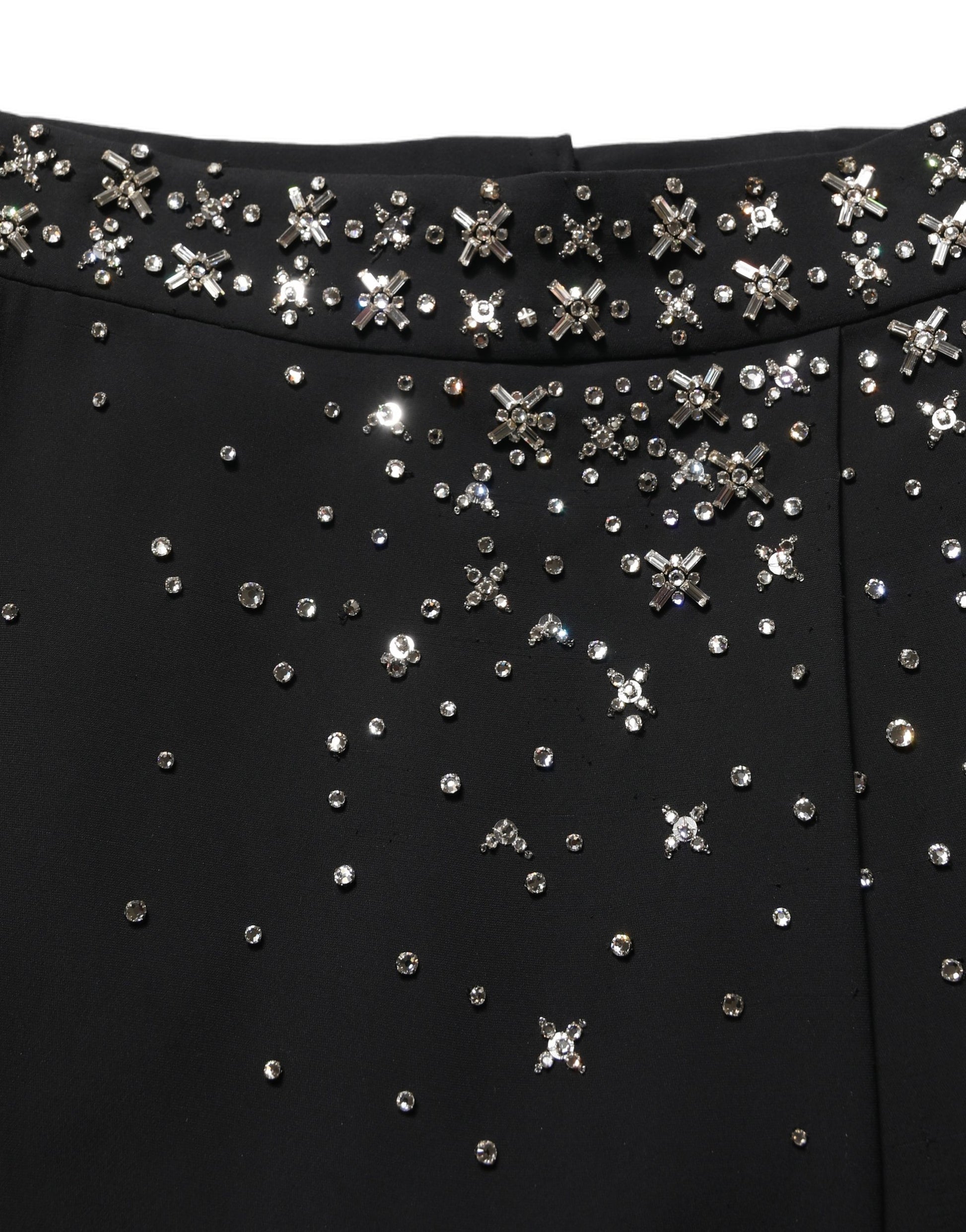 Dolce & Gabbana Black Crystal Embellished High Slit Skirt