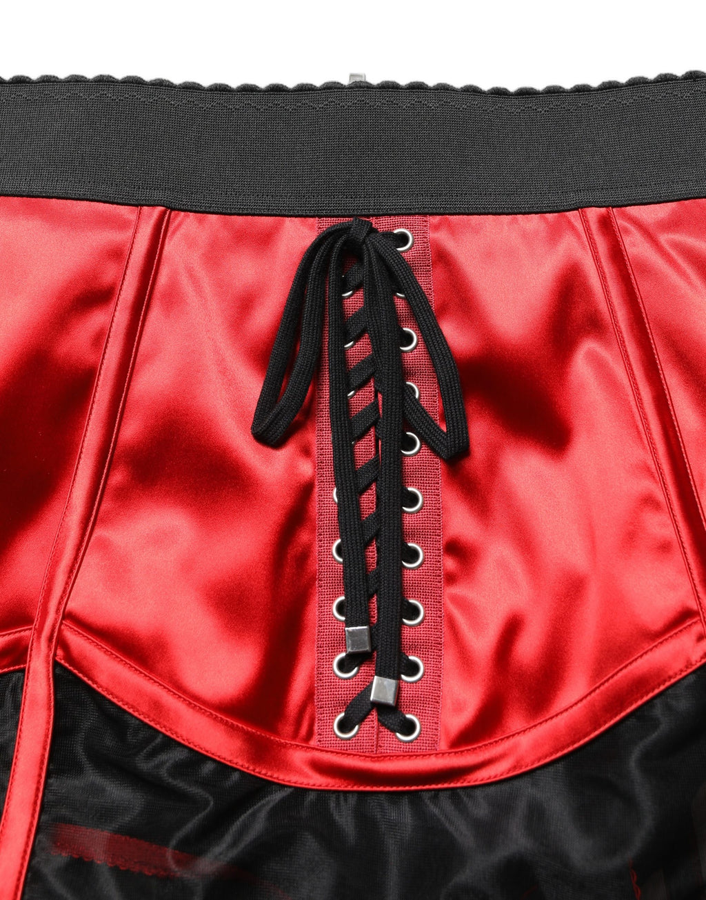 Mini-jupe taille haute style corset en satin rouge Dolce & Gabbana