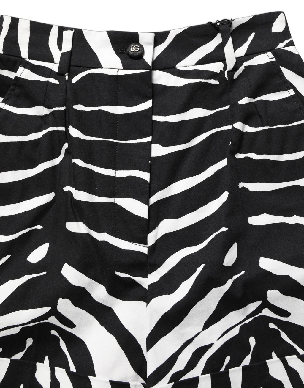 Short Taille Haute En Coton Imprimé Zèbre Noir Et Blanc Dolce & Gabbana