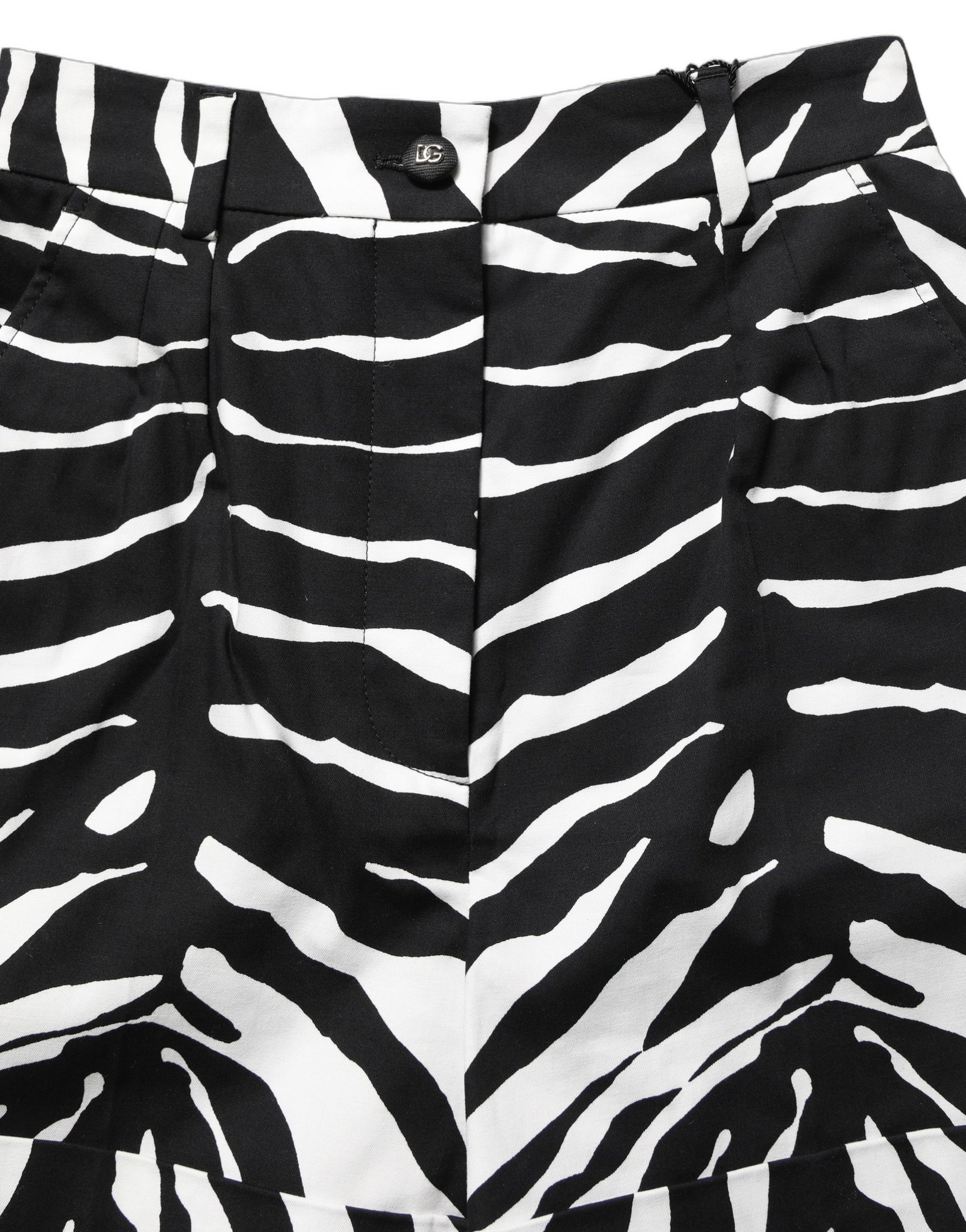 Short Taille Haute En Coton Imprimé Zèbre Noir Et Blanc Dolce & Gabbana