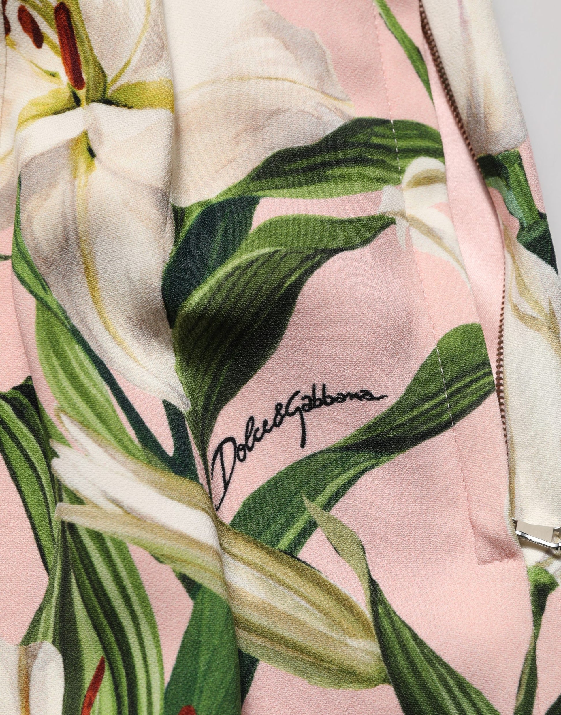 Jupe Crayon Taille Haute Dolce & Gabbana Imprimé Lys Rose