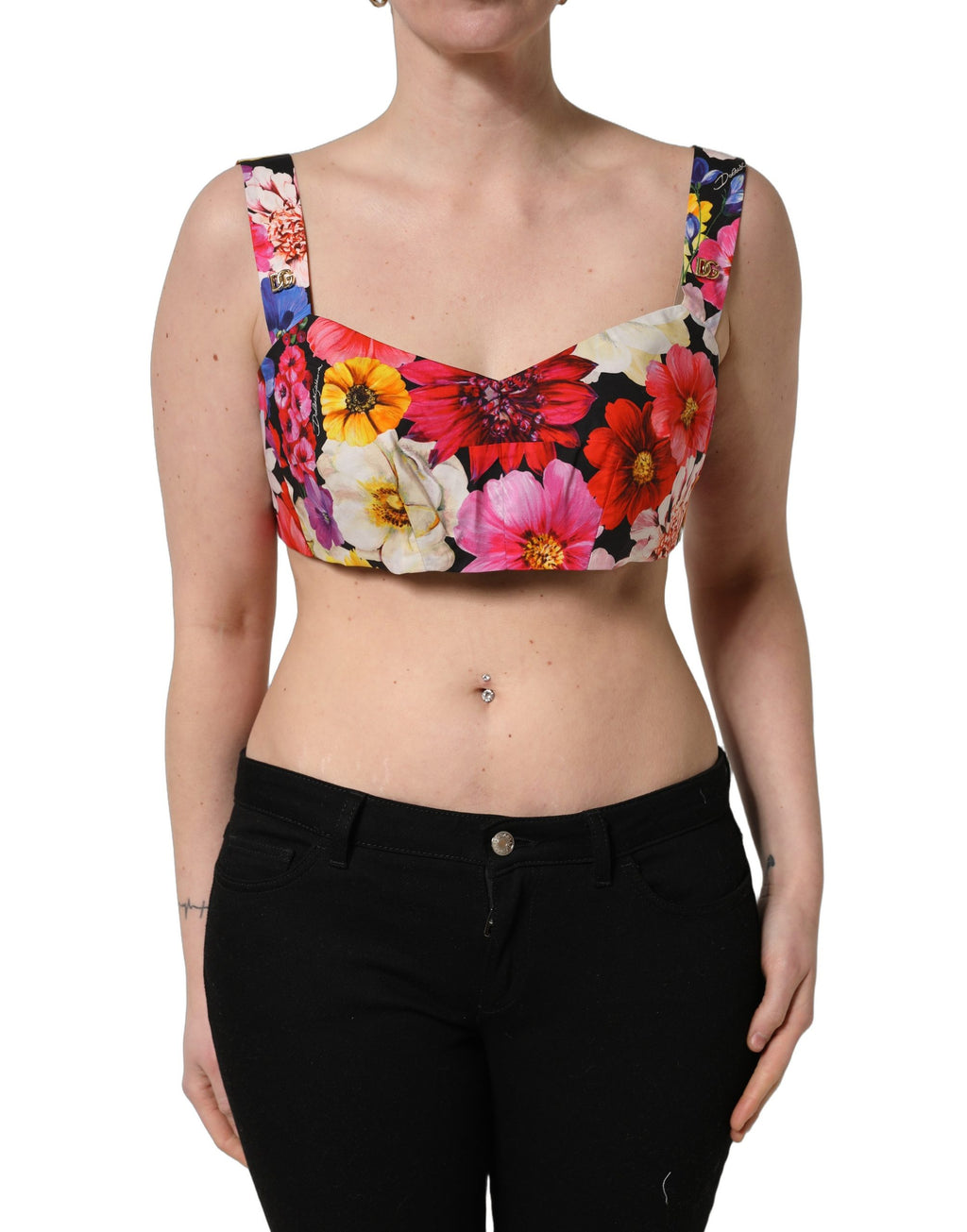 Débardeur bustier court Dolce & Gabbana multicolore à motif floral