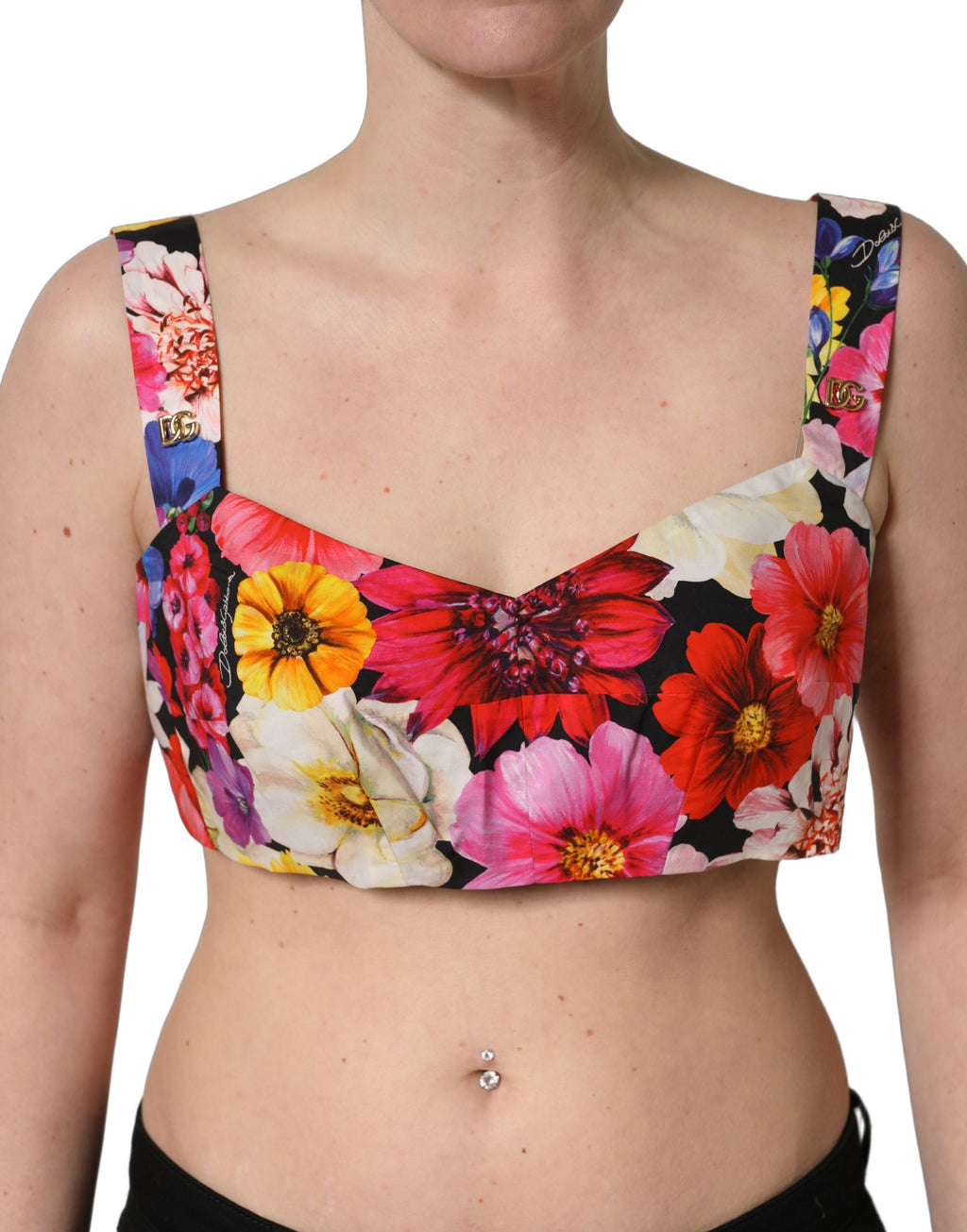 Débardeur bustier court Dolce & Gabbana multicolore à motif floral