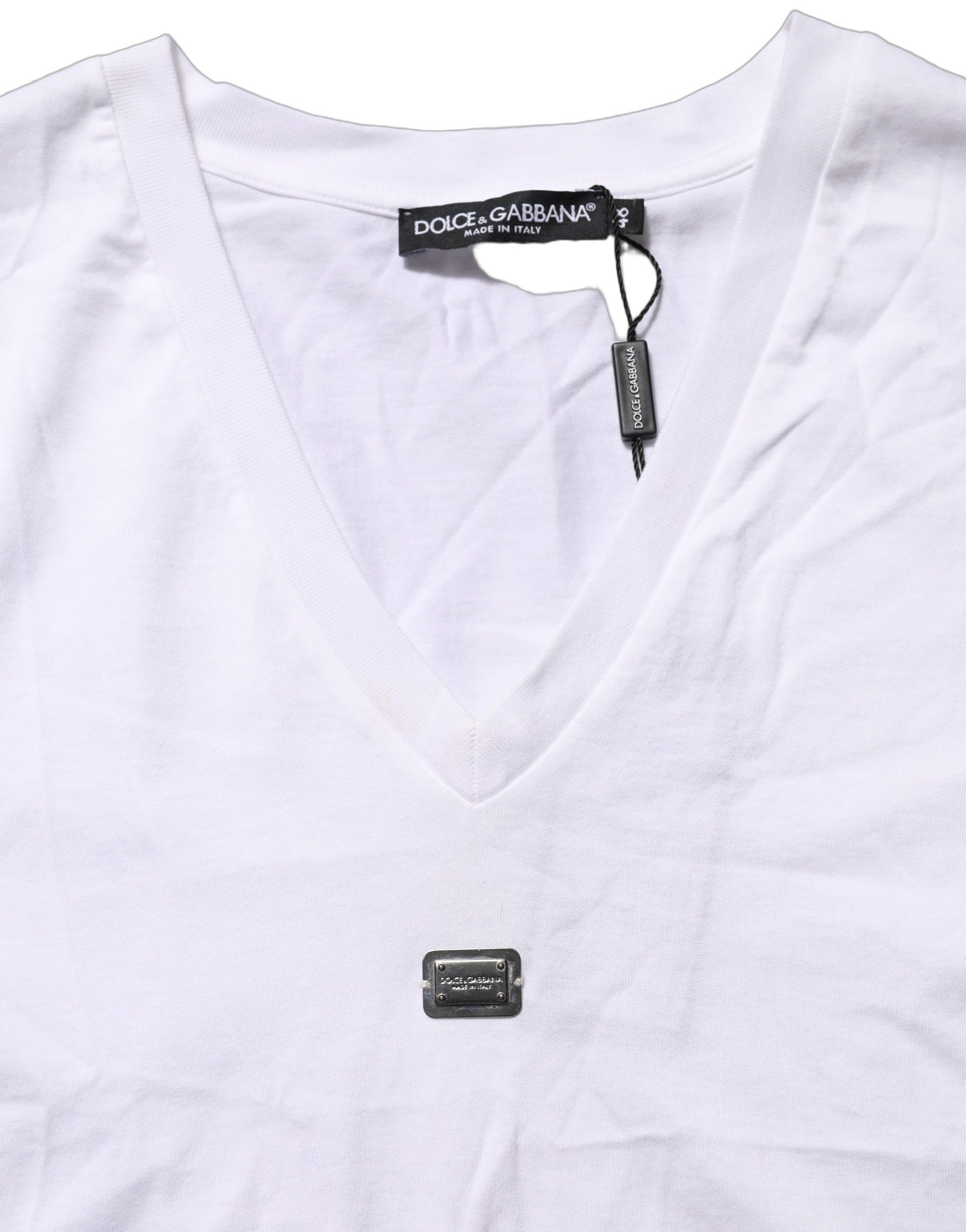 Haut court Dolce & Gabbana blanc brodé logo avec nœud à la taille