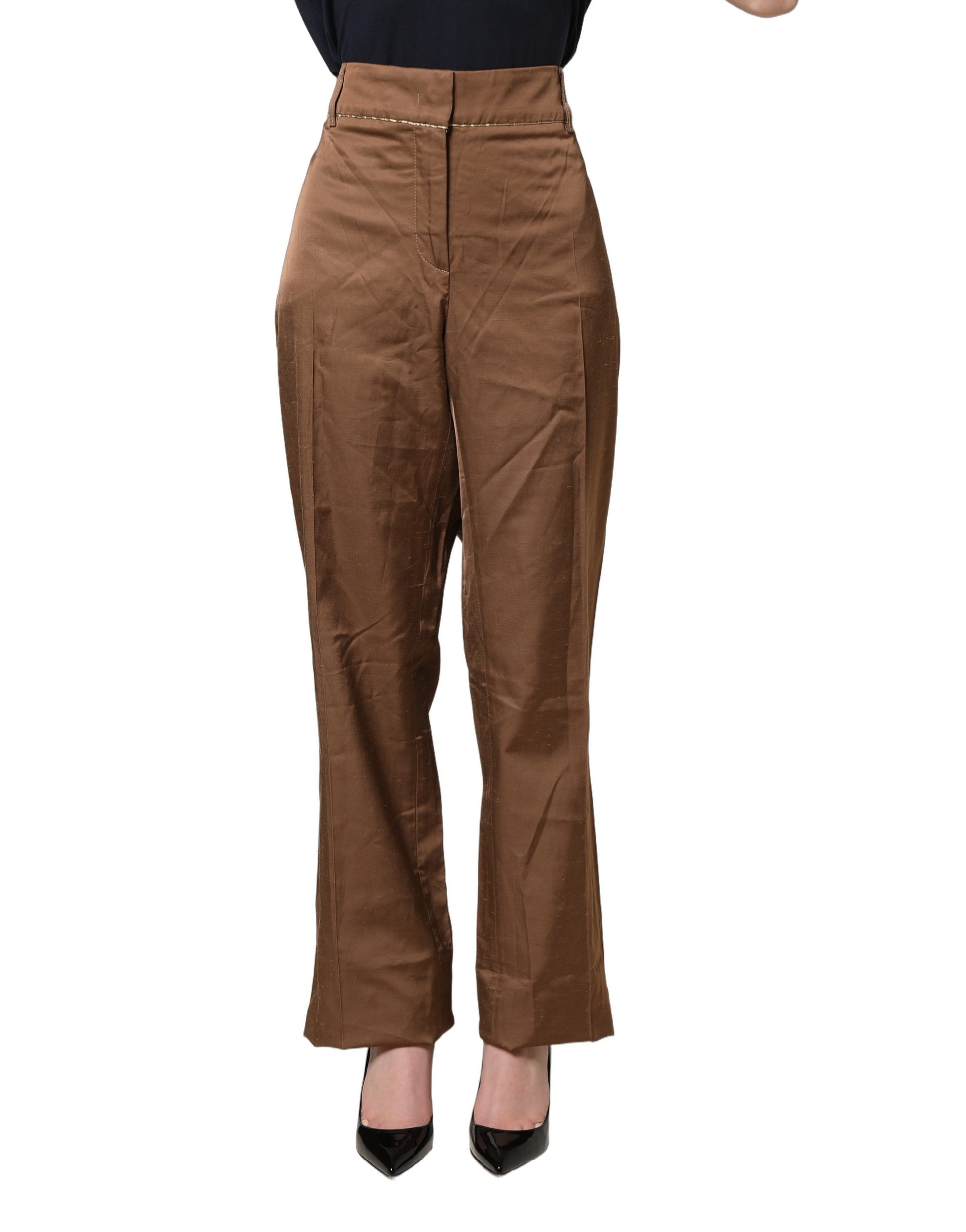 Pantalon large taille haute marron Cavalli Class