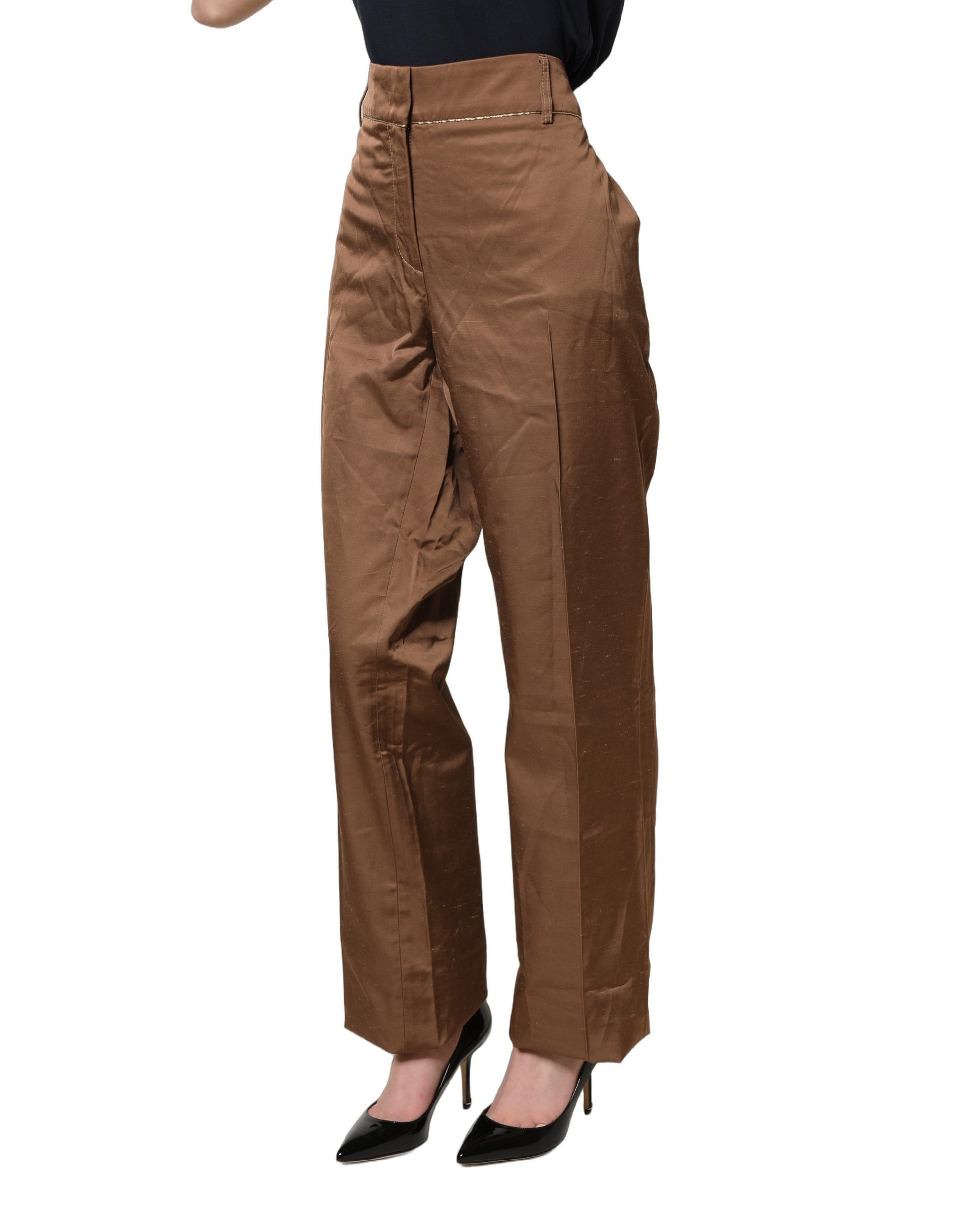 Pantalon large taille haute marron Cavalli Class