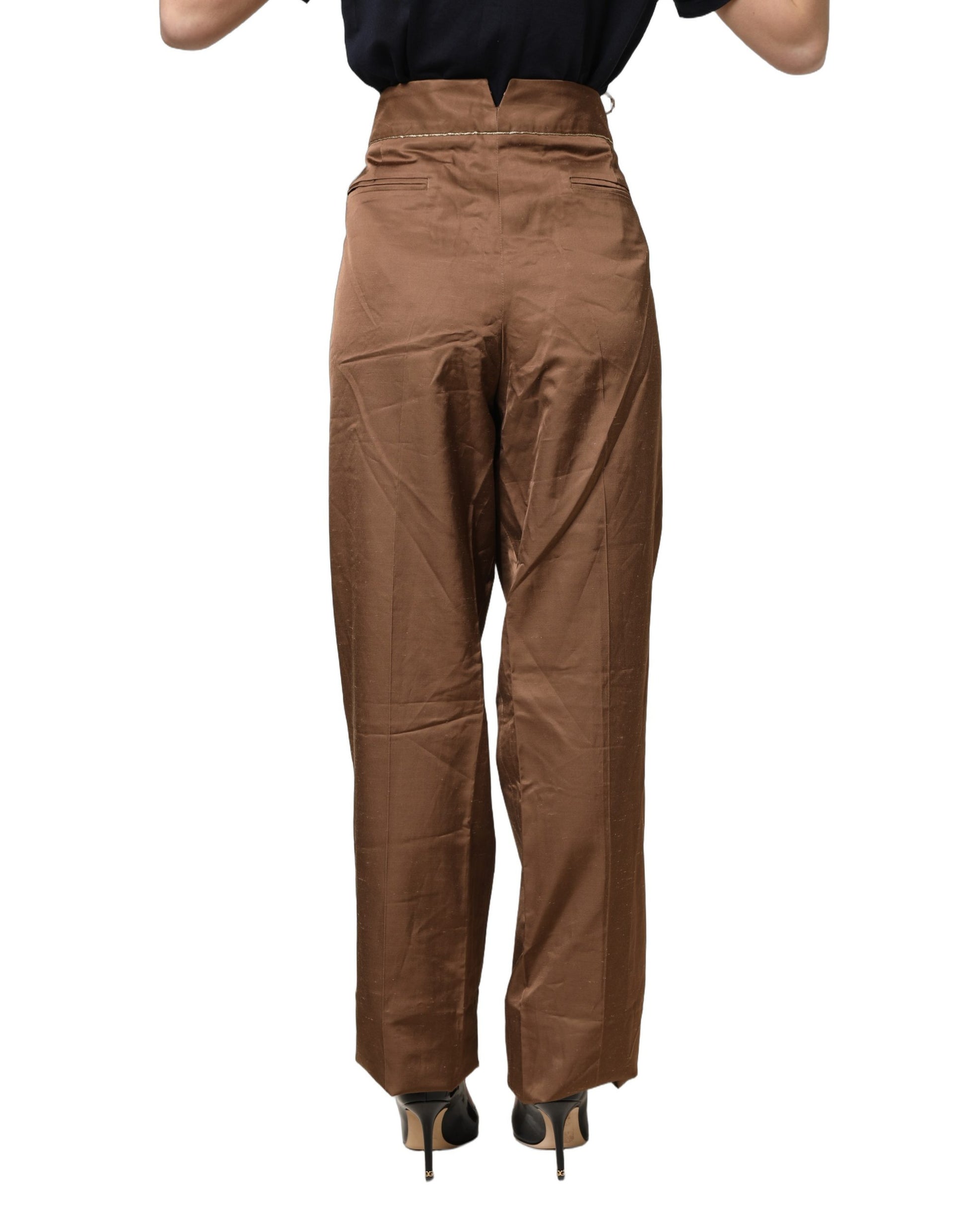 Pantalon large taille haute marron Cavalli Class