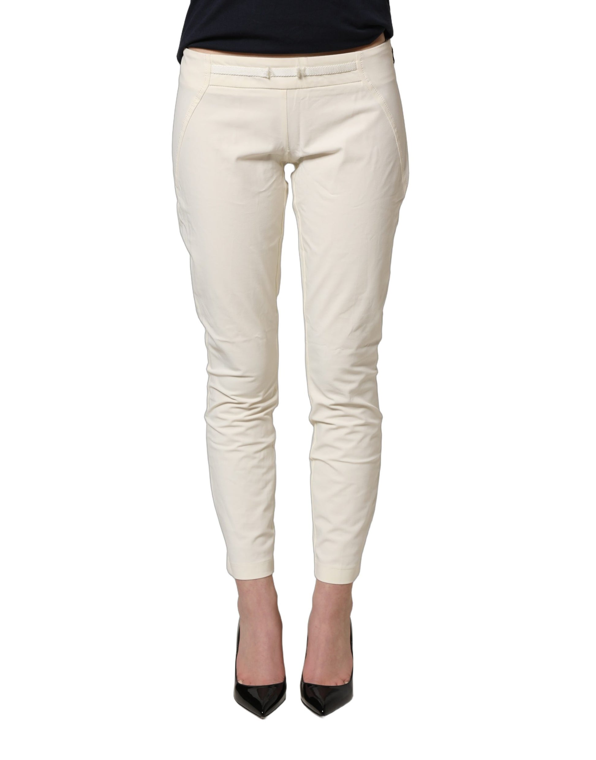 Pantalon slim blanc taille basse pour femme Elisabetta Franchi