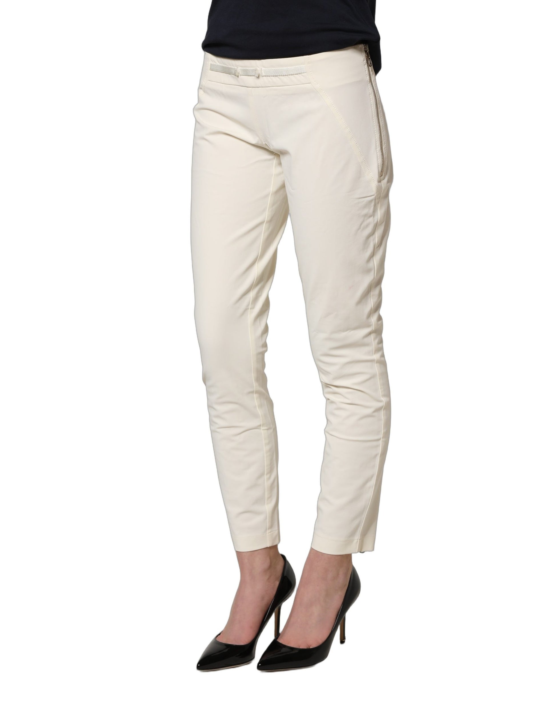 Pantalon slim blanc taille basse pour femme Elisabetta Franchi