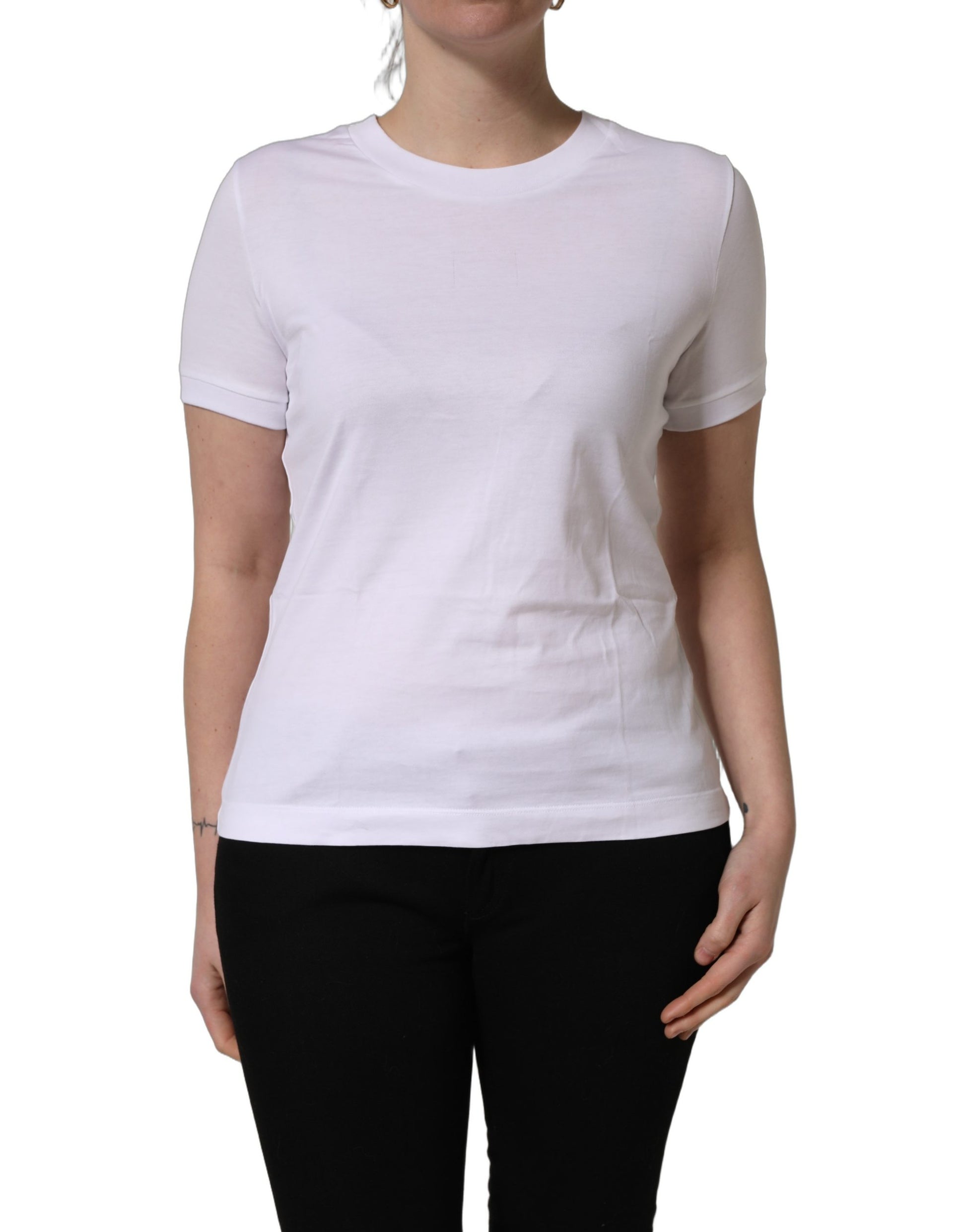 T-shirt Dolce & Gabbana en coton blanc à col rond et manches courtes