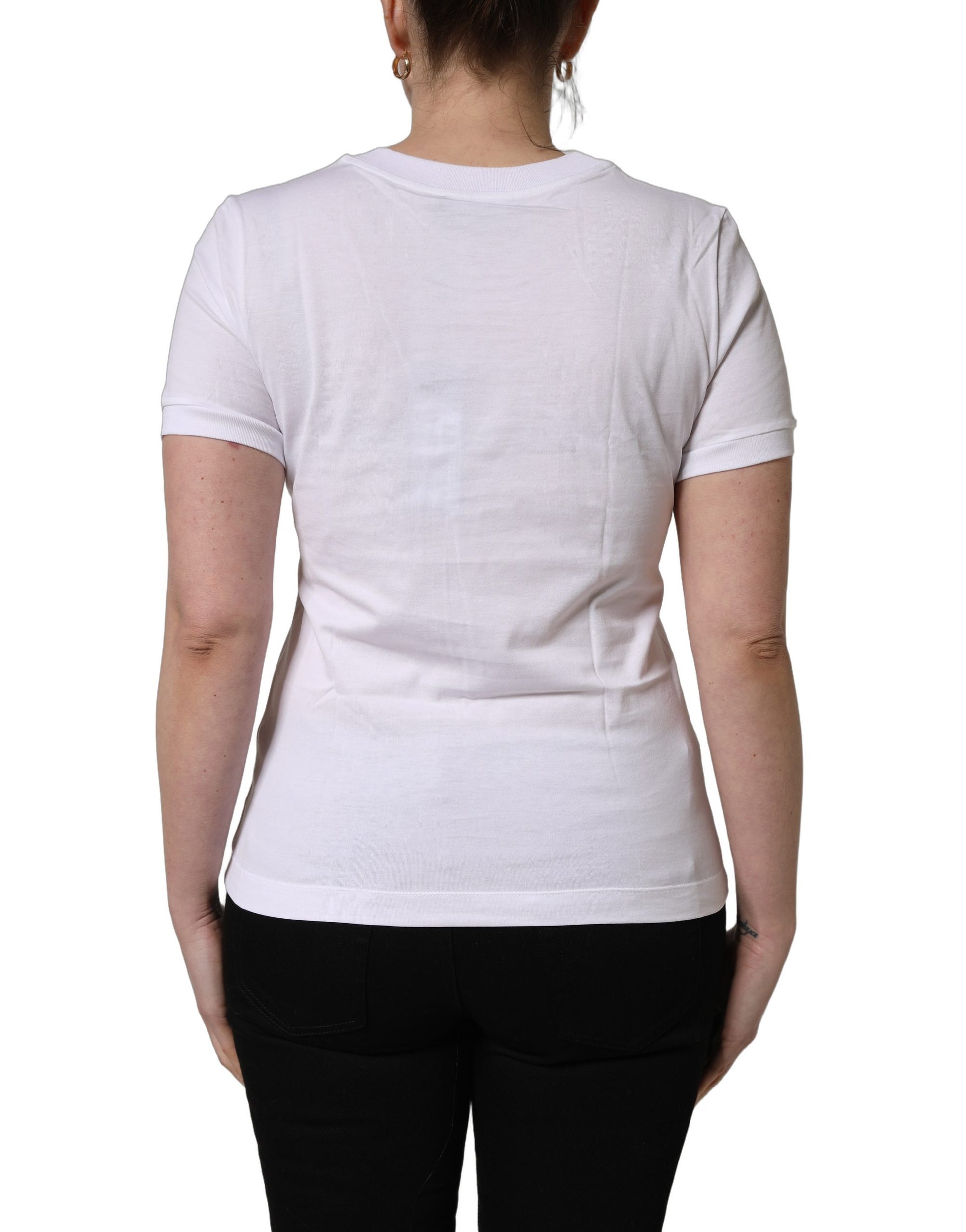 T-shirt Dolce & Gabbana en coton blanc à col rond et manches courtes