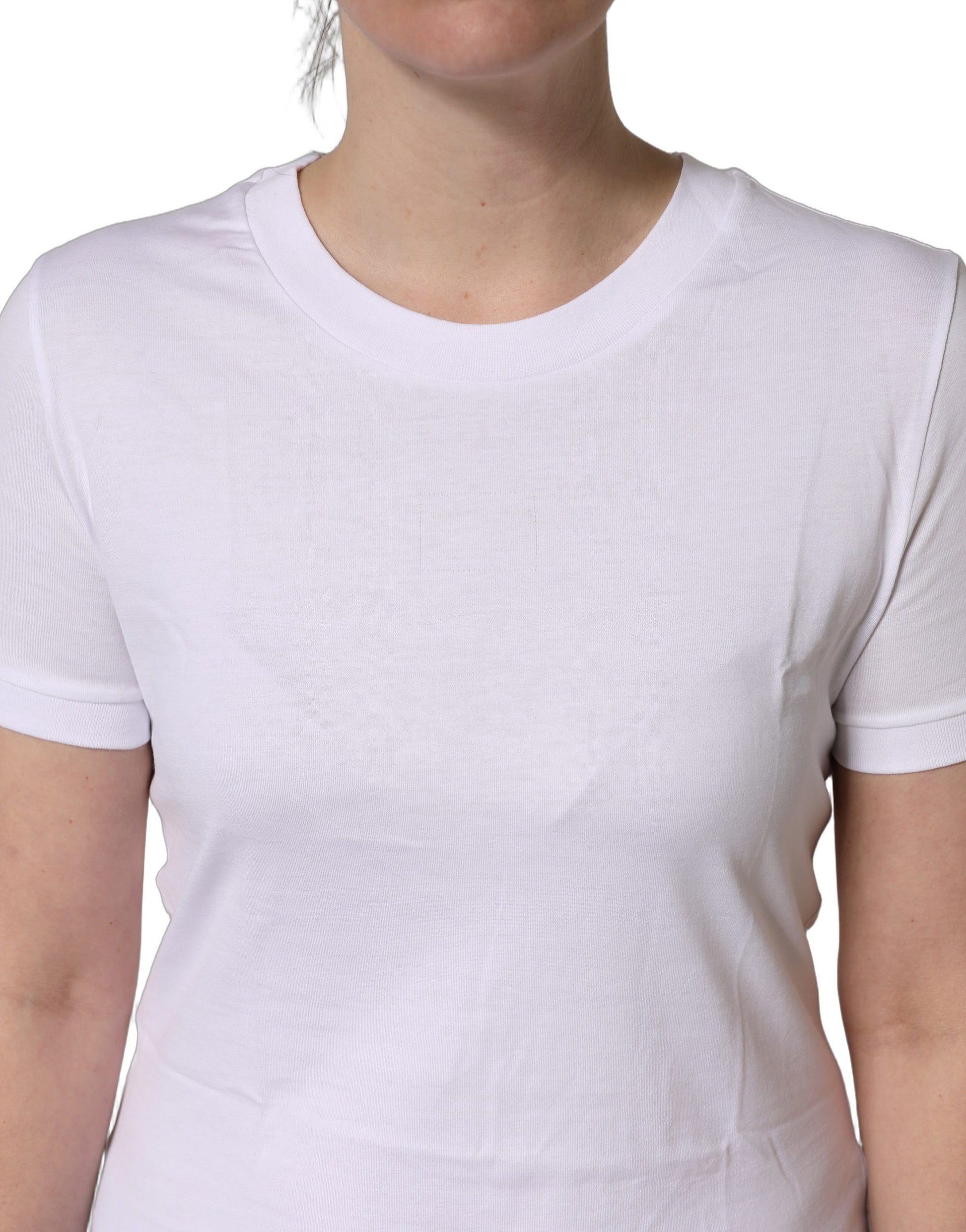 T-shirt Dolce & Gabbana en coton blanc à col rond et manches courtes