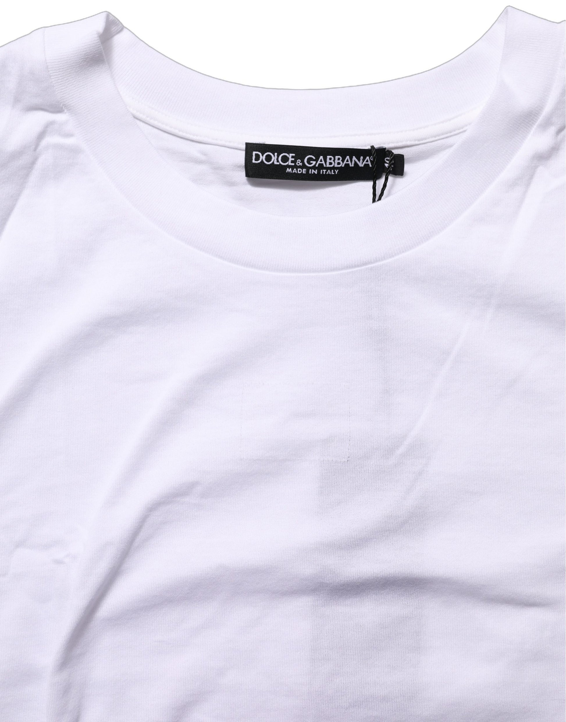 T-shirt Dolce & Gabbana en coton blanc à col rond et manches courtes
