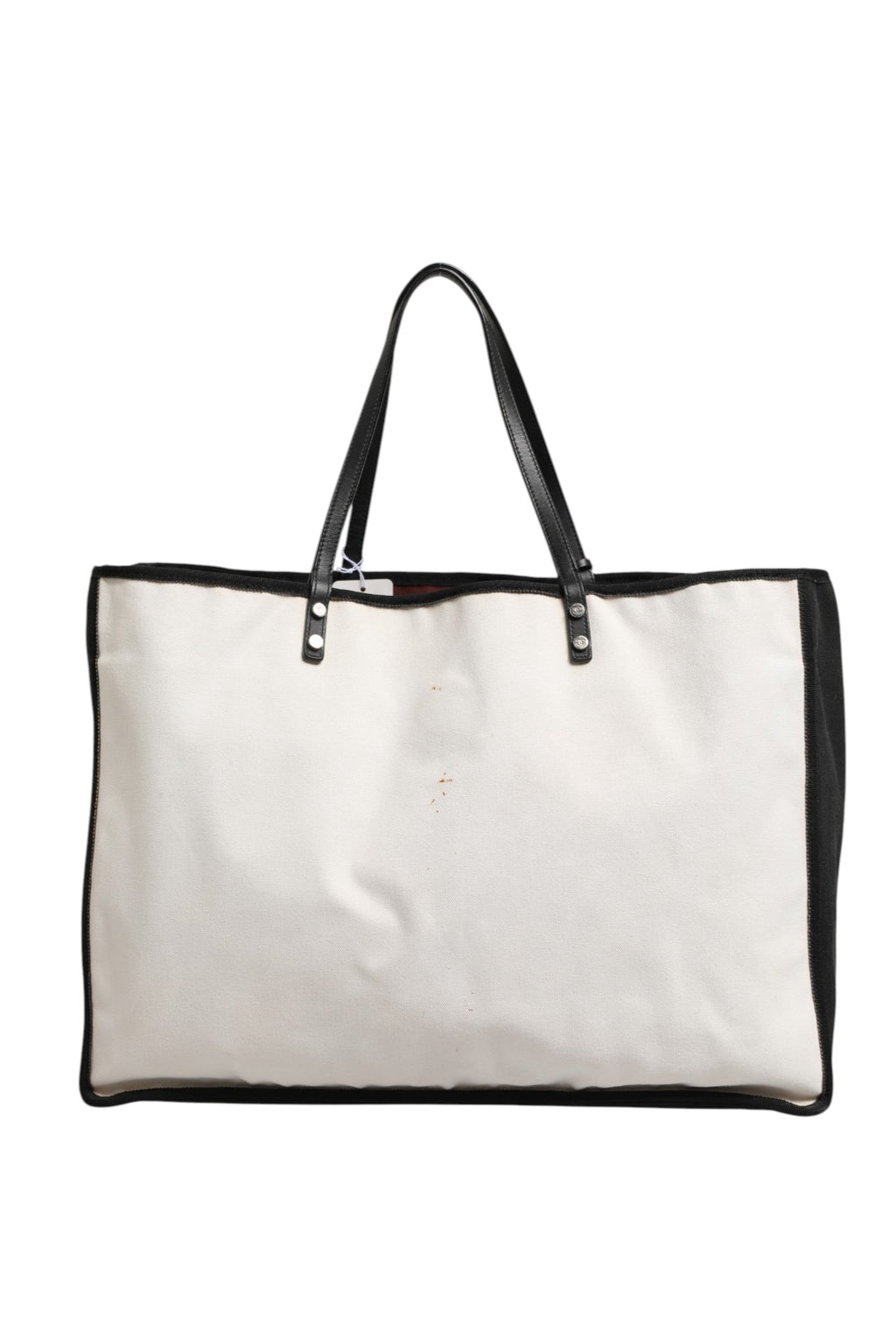 Sac cabas shopper Chanel Ladies First en toile blanche et noire