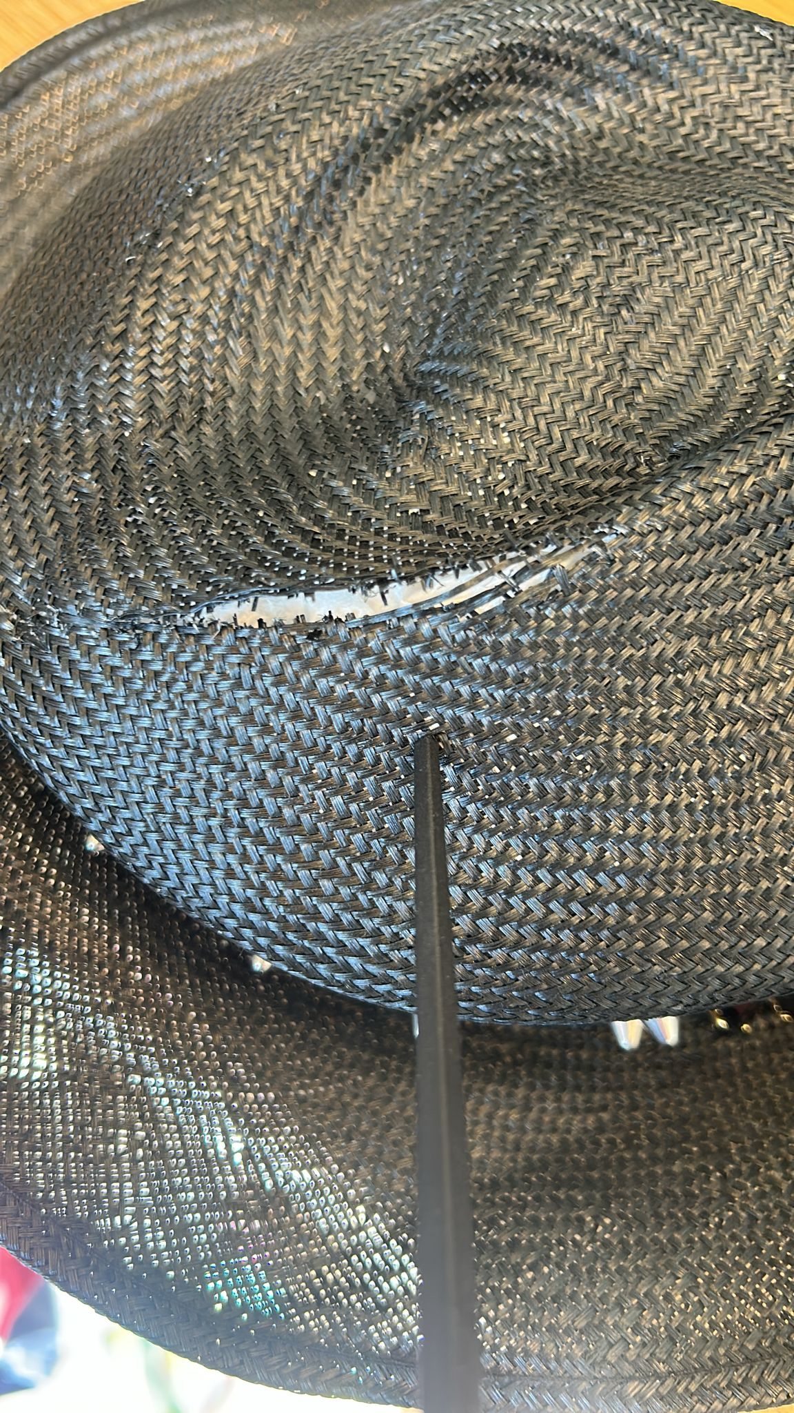 Chapeau à large bord Dolce & Gabbana en paille noire orné de cristaux