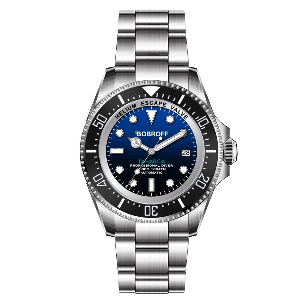 Montre sport Bobroff en acier inoxydable argenté