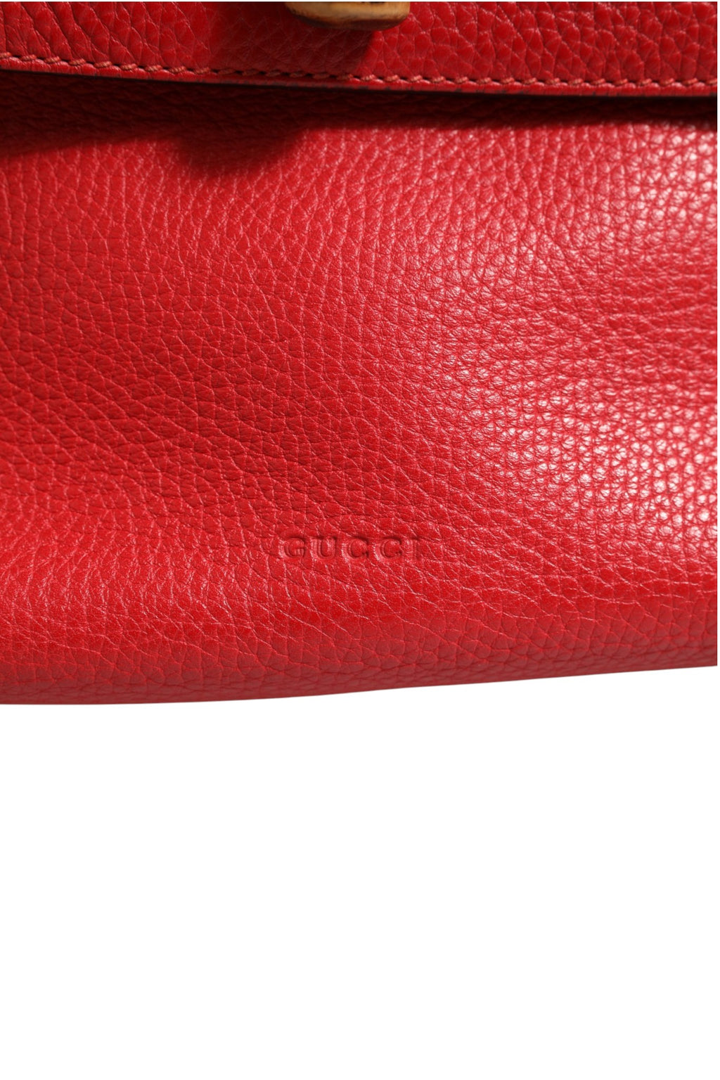 Sac cabas à bandoulière en cuir rouge et bambou Gucci Daily