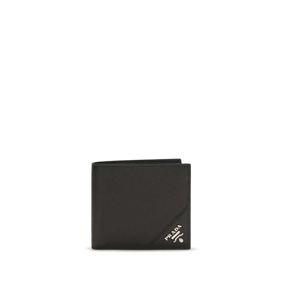 Portefeuille Prada en cuir de veau noir Bos Taurus