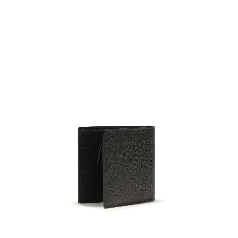 Portefeuille Prada en cuir de veau noir Bos Taurus